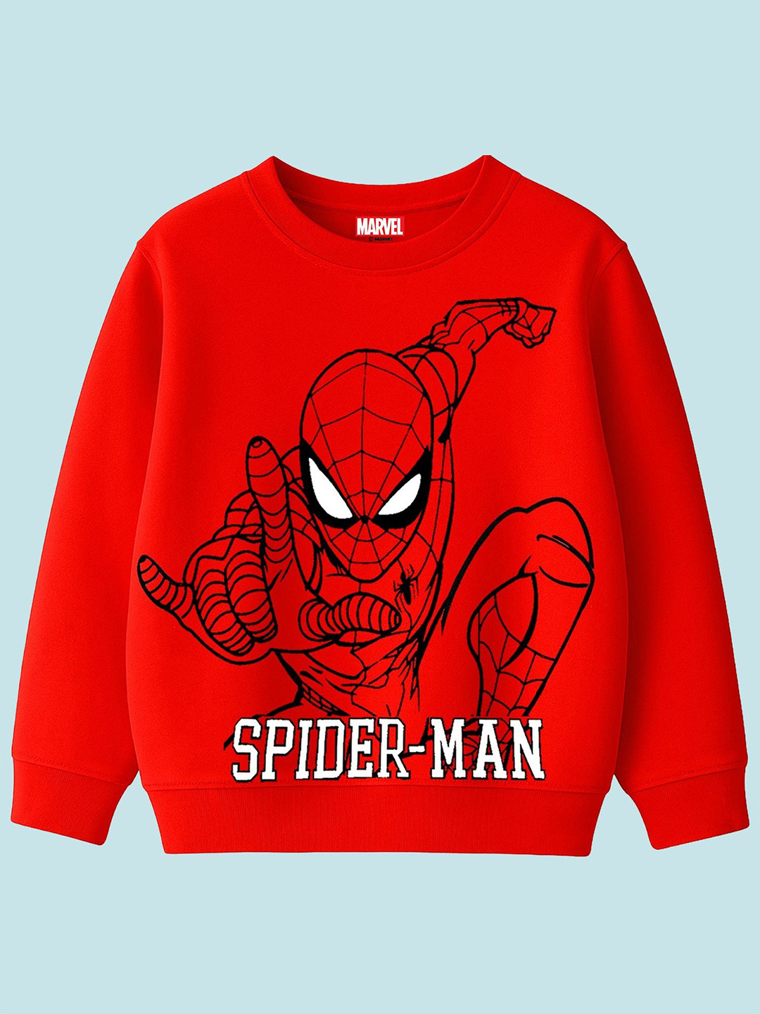 YK Marvel Boys Spider-Man Grpahic Printed Round Neck Full Sleeves Pullover Sweatshirt