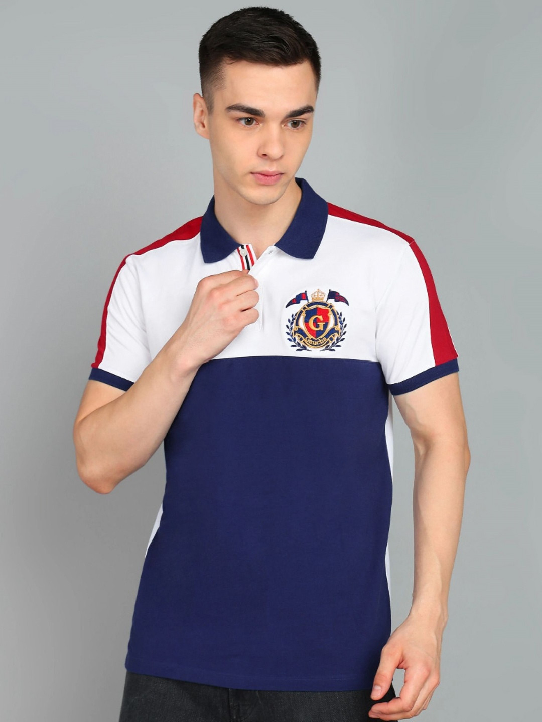 Gaucha Men Brand Logo Printed Polo Collar Cotton T-shirt
