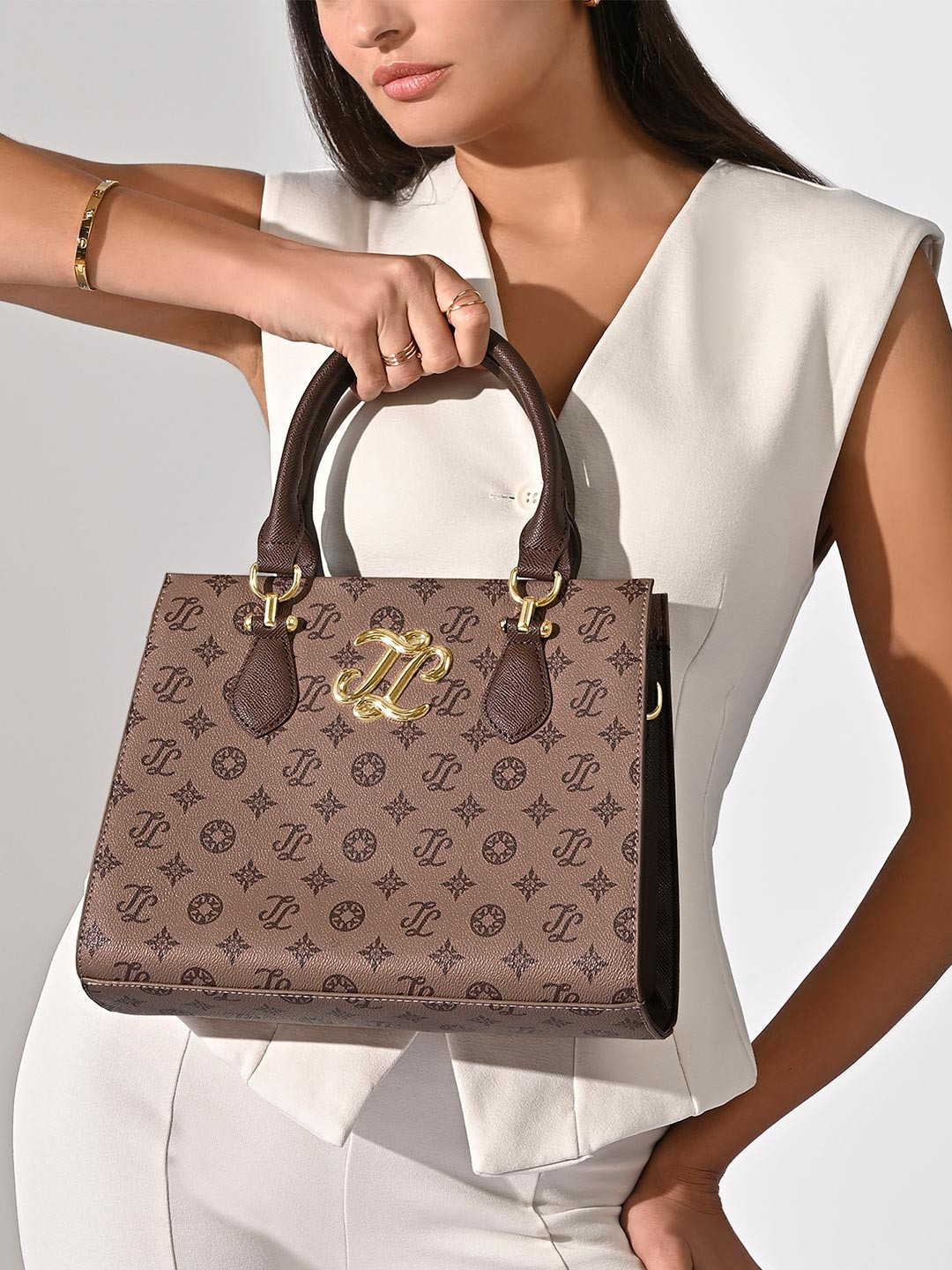 LAVIE Signature Women Textured Structured Bow Detail Satchel Bag