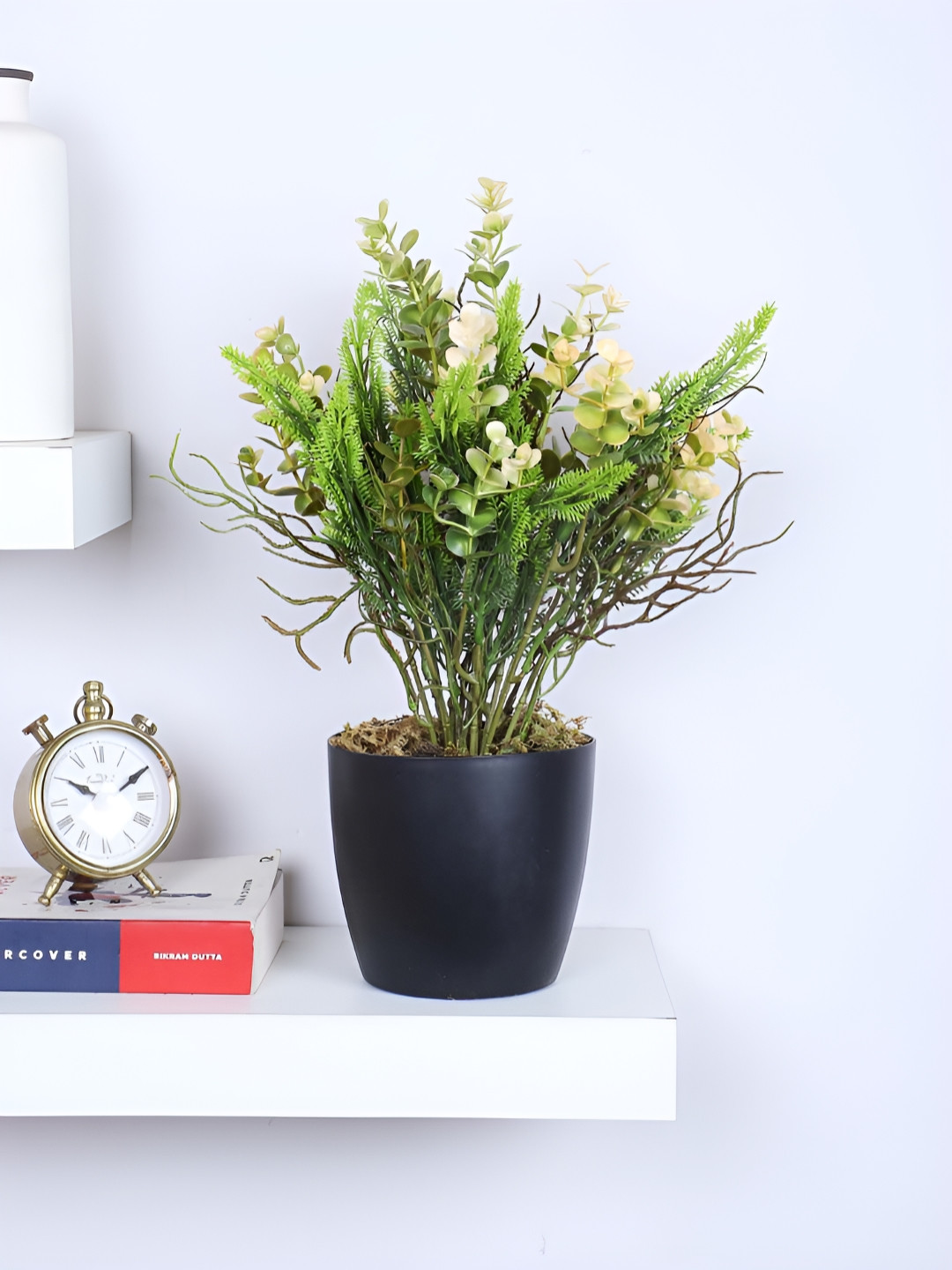 ARICK DECOR Green & Black Eucalyptus Artificial Plant With Pot