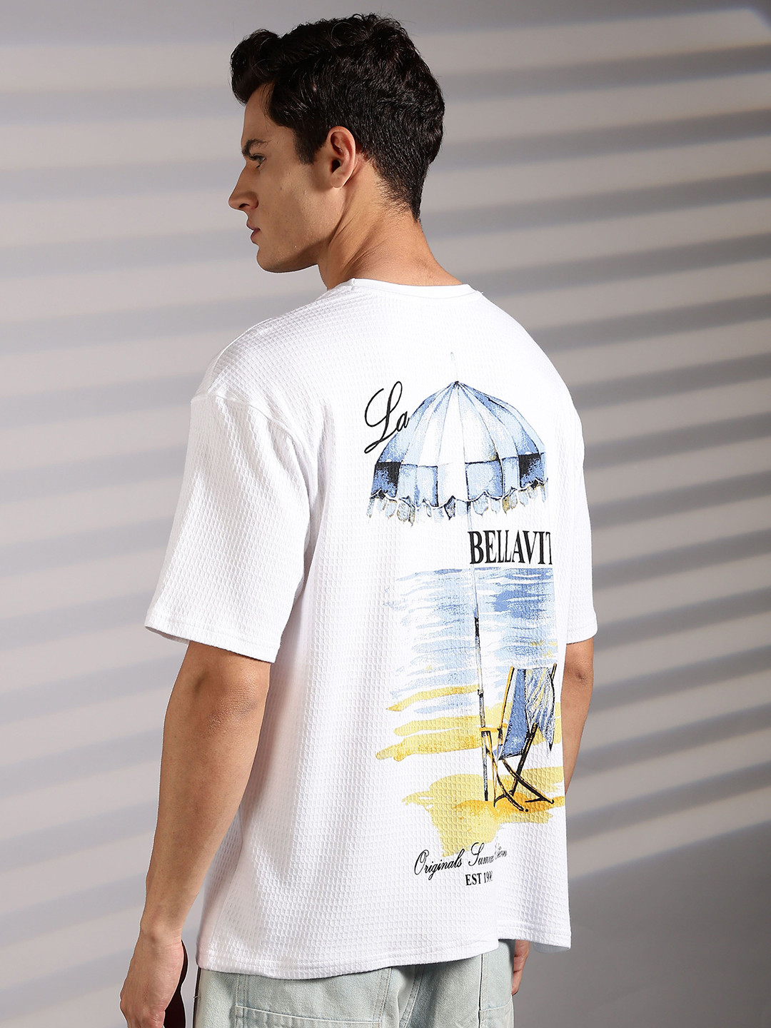 Eszett French Sunset Textured Cotton Oversized Tshirt