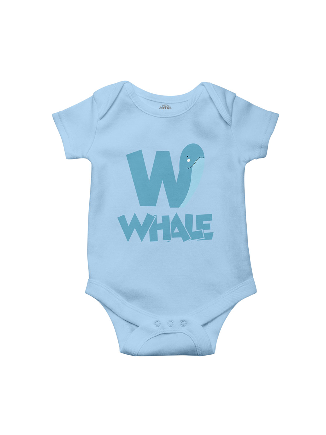 THE PRINT PLATTER Infants Whale Printed Cotton Envelope Neck Ultra Bio Wash Bodysuit
