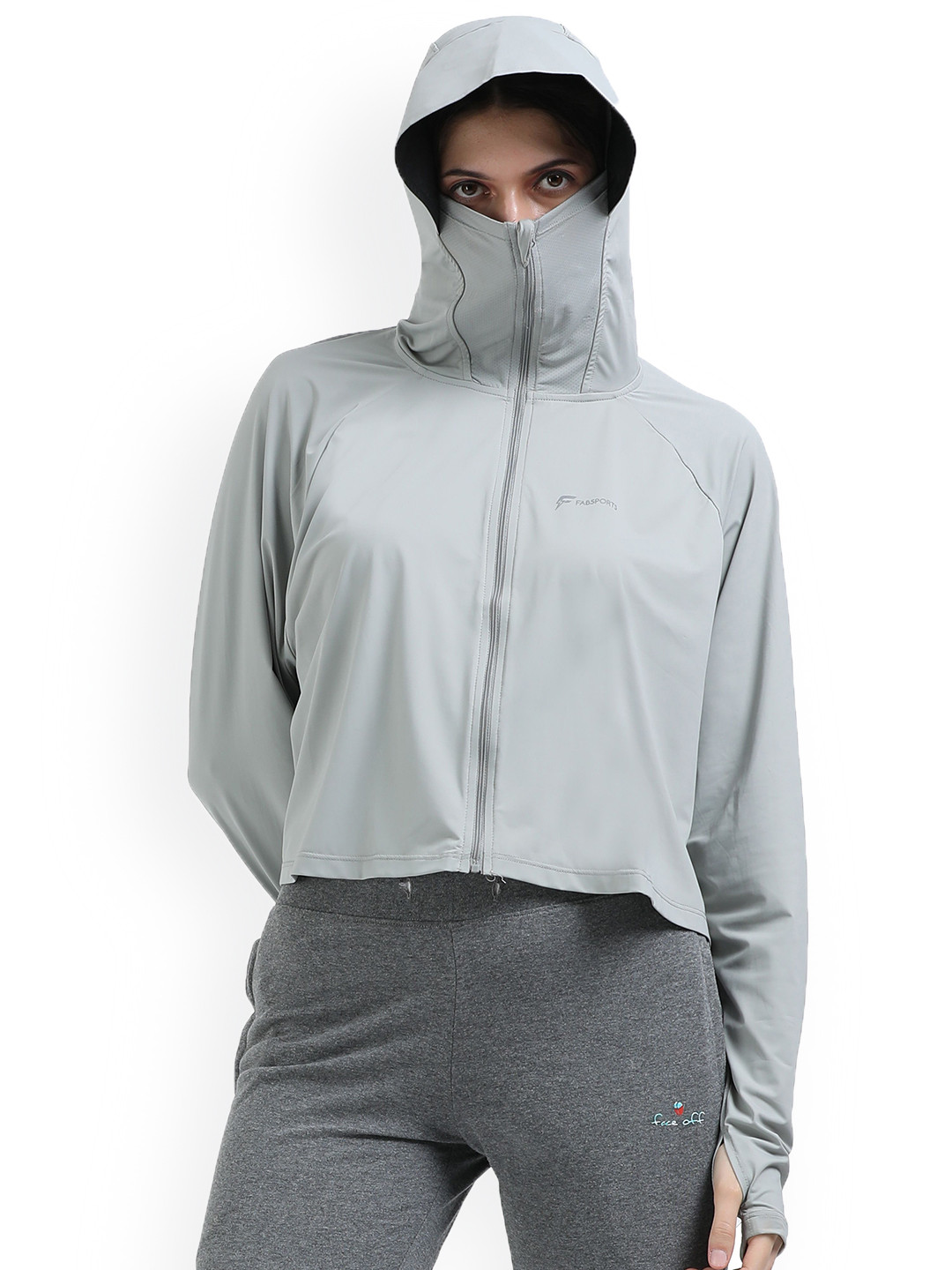 FabSeasons Women Hooded Solid UV Protection Sporty Jacket