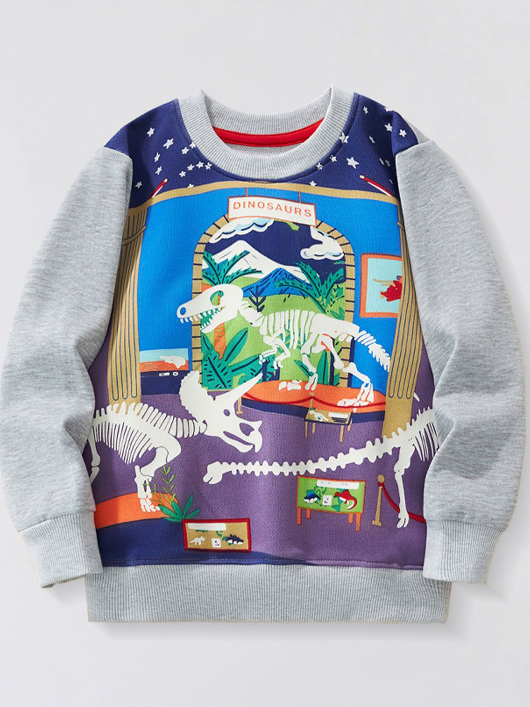 Xsole Boys Skeleton Dinosaur Printed Sweatshirt