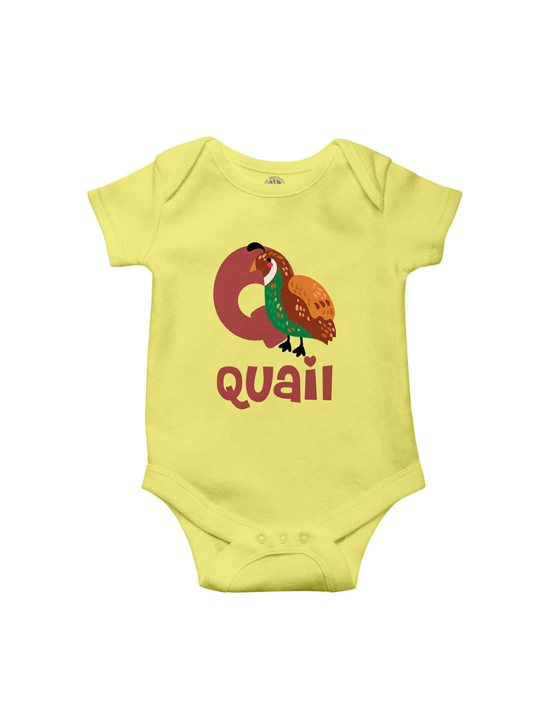 THE PRINT PLATTER Infants Quail Printed Cotton Envelope Neck Bodysuit
