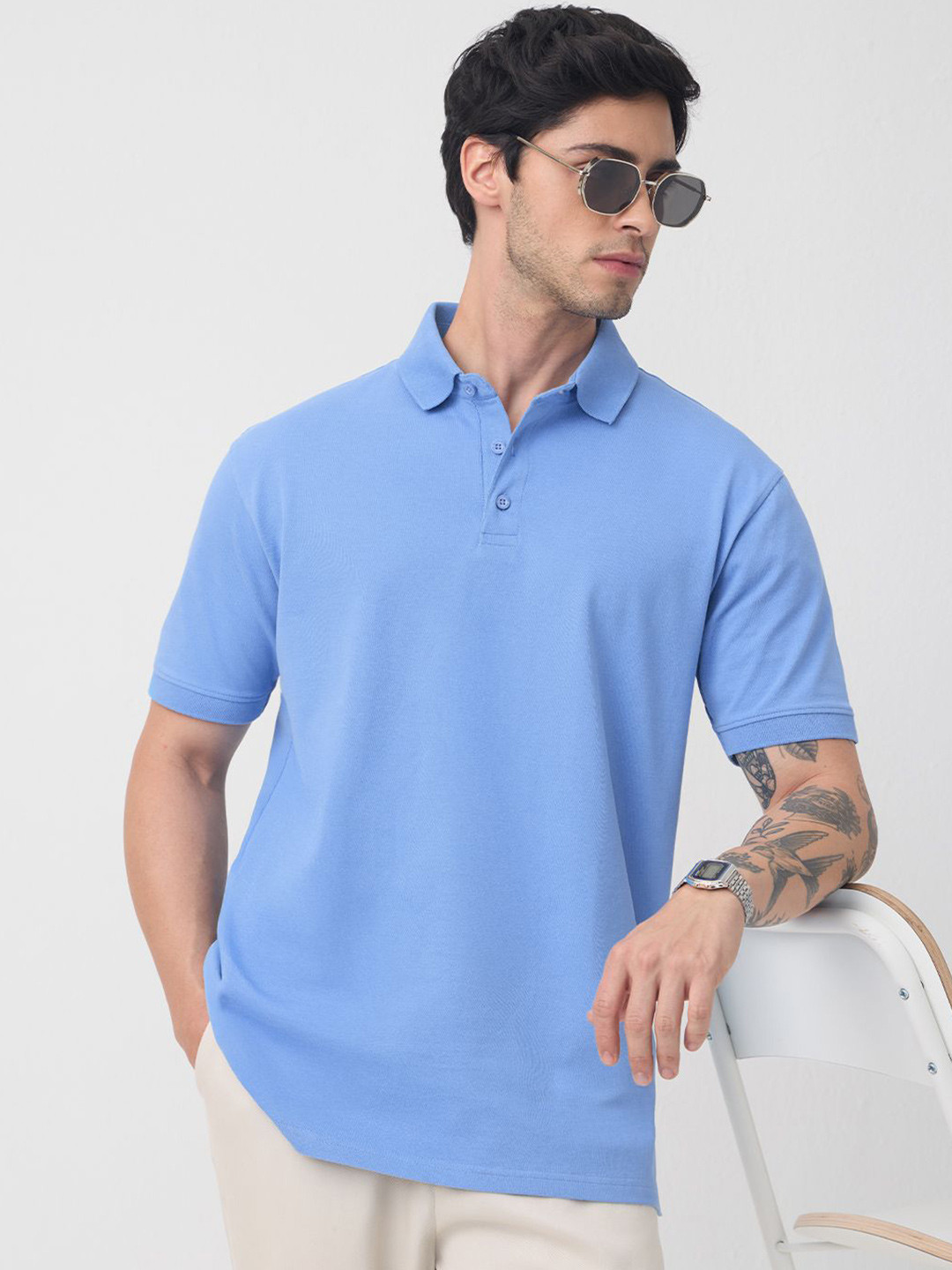 The Souled Store Classic Polo Collar Short Sleeves Cotton T-Shirt