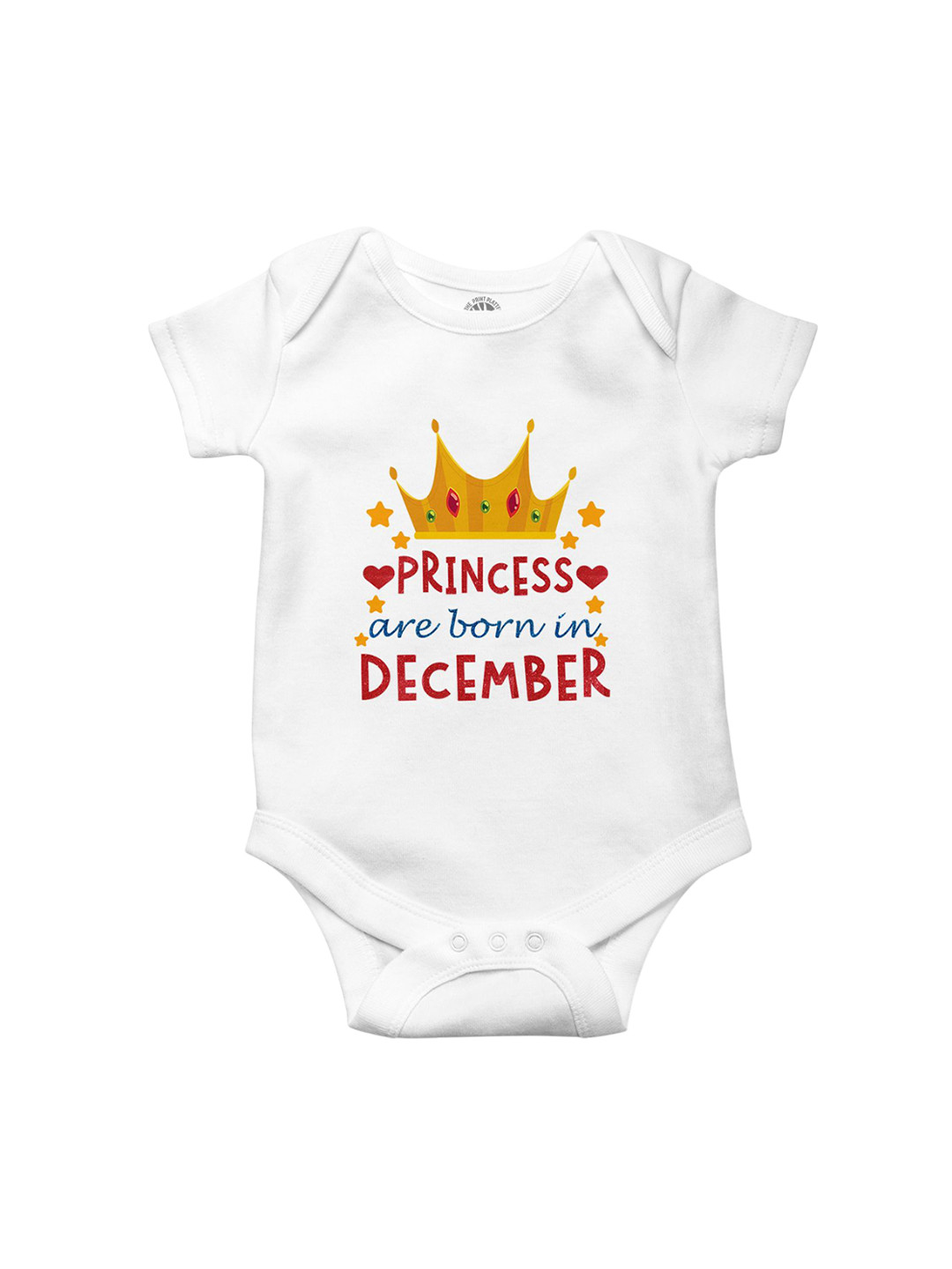 THE PRINT PLATTER Kids Born In December Printed Cotton Bodysuit with Envelope Neck