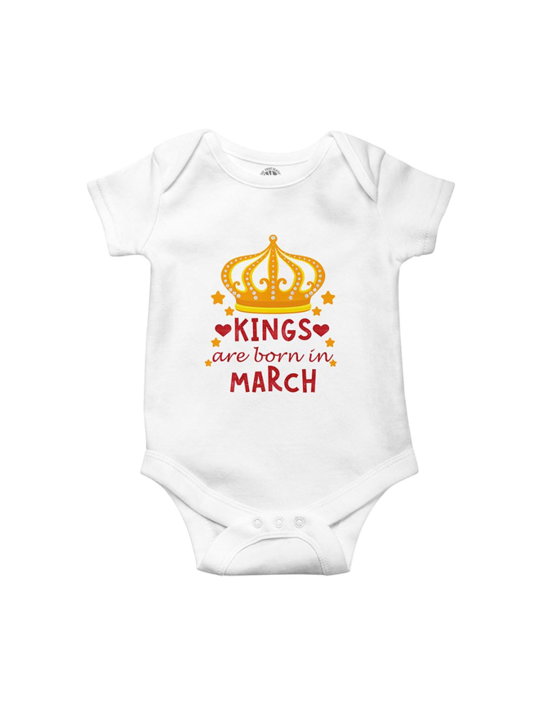 THE PRINT PLATTER Kids Born In March Printed Cotton Bodysuits with Envelope Neck