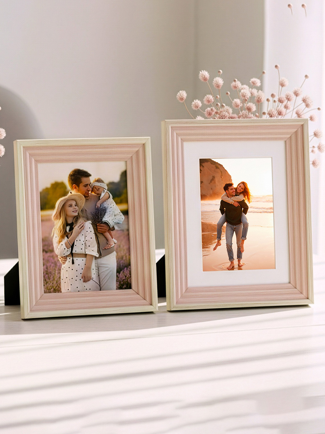 Art Street Pink 2 Pieces High Quality Wooden Table Top Photo Frames