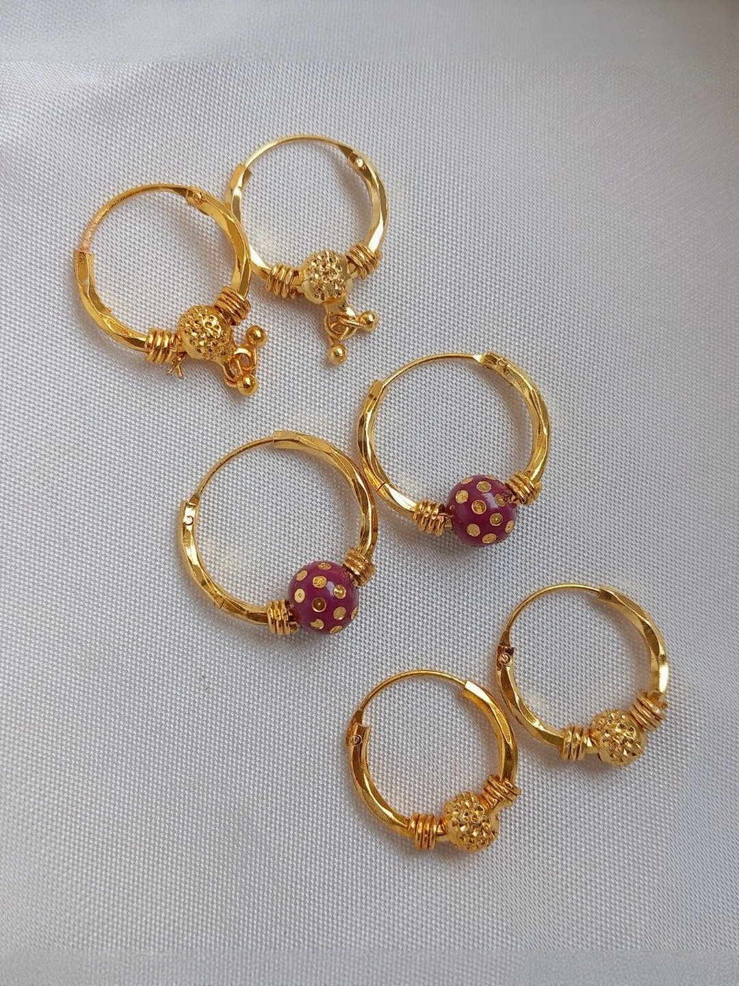 Grishma Set Of 3 Gold-Plated Circular Hoop Earrings