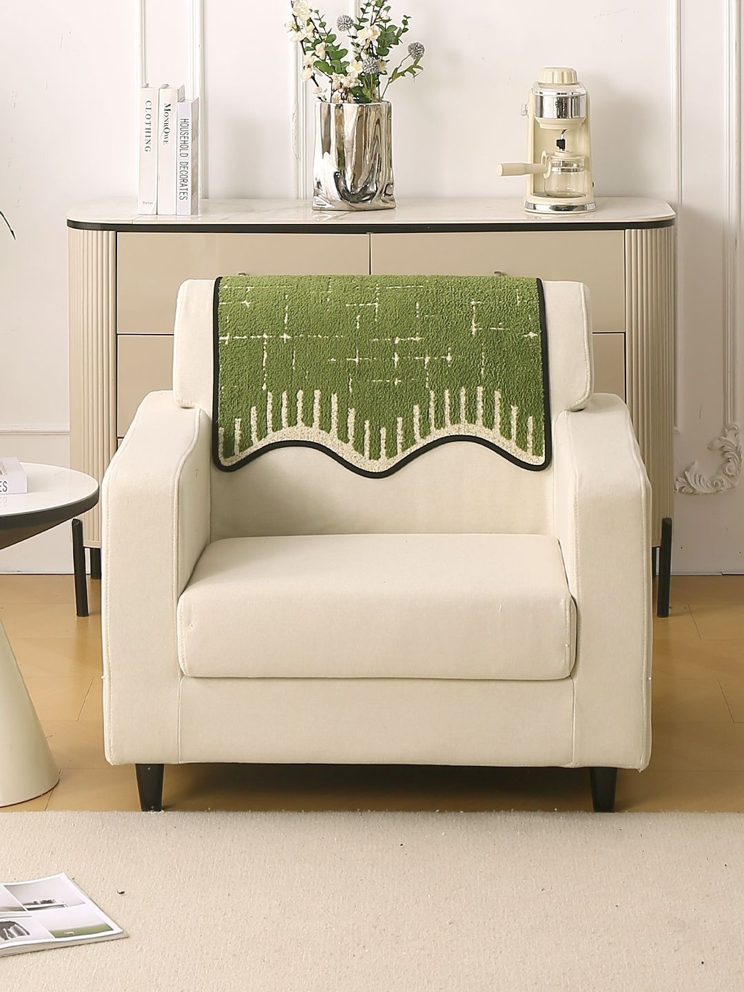 HOKIPO Green Luxruy Supple Sofa Wavy 1 Pc Backrest Mat