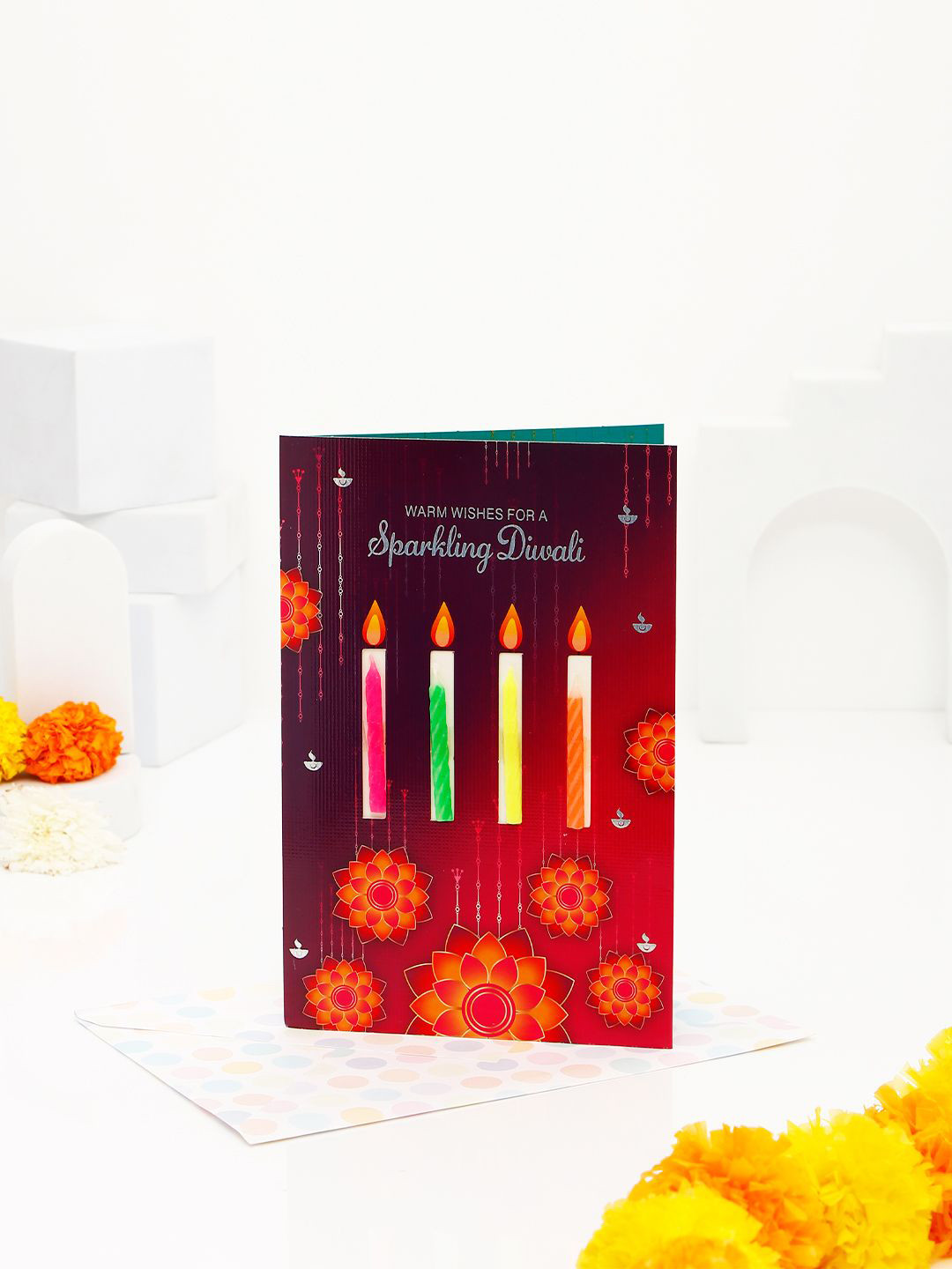 Archies Sparkling Diwali with Candles Greeting Card Pack of 2
