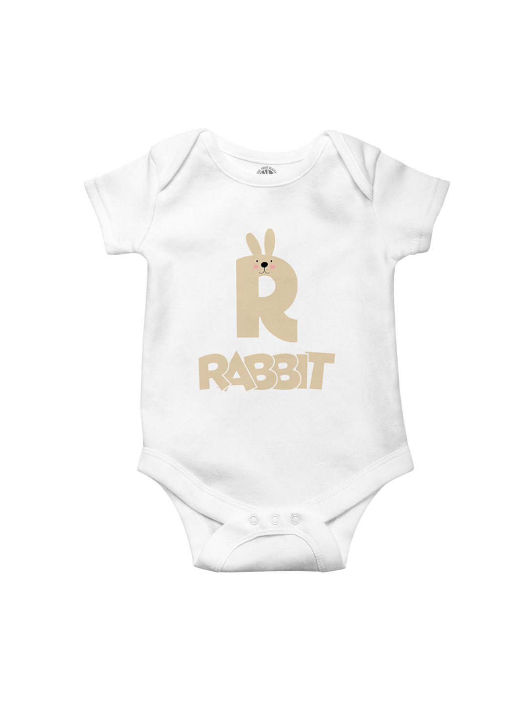 THE PRINT PLATTER Infants Kids Rabbit Printed Cotton Ultra Bio Wash Envelope Neck Bodysuit