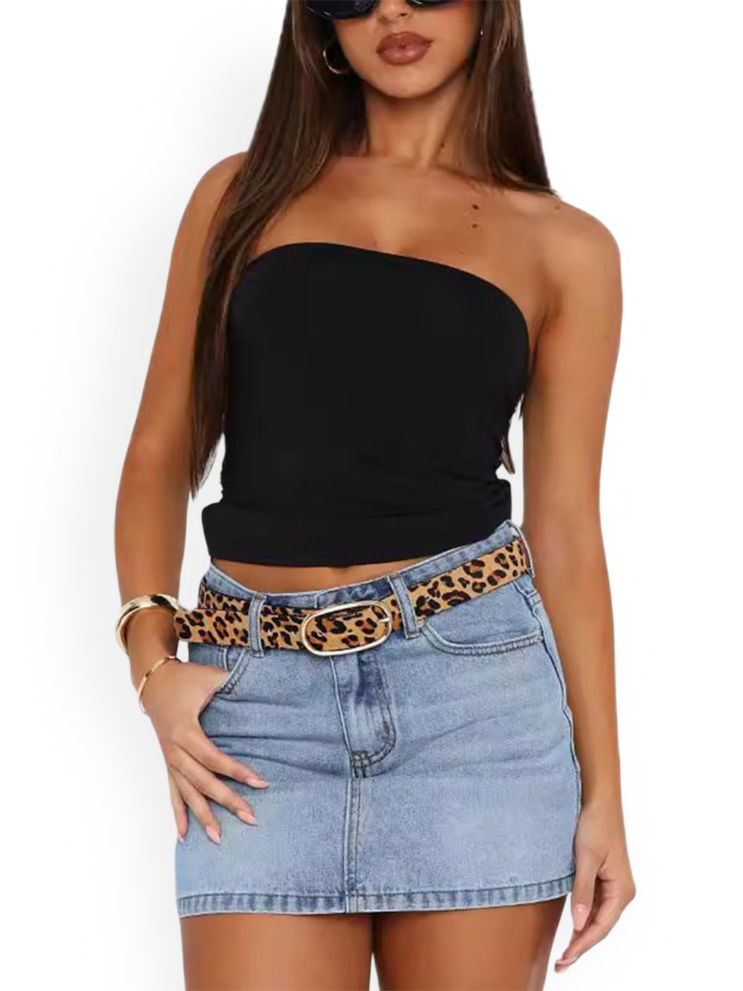 HERE&NOW Classic Dark Wash Denim Mini Skirt