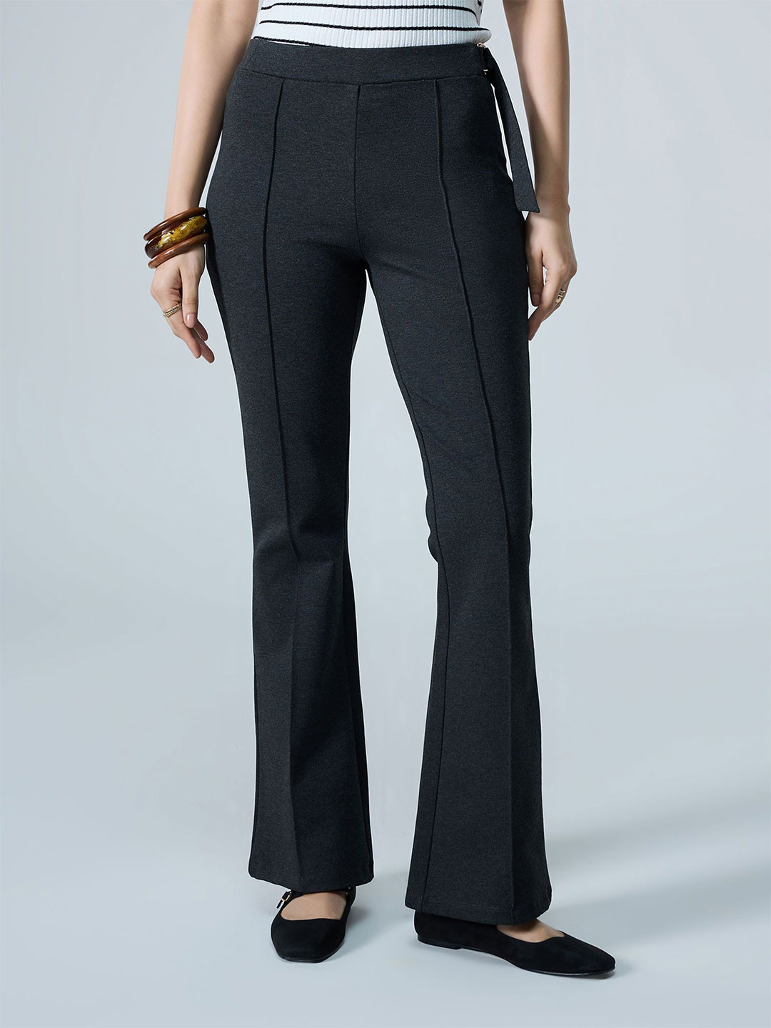 20Dresses Women Pintuck Buckle Loop Boot Cut Jeggings