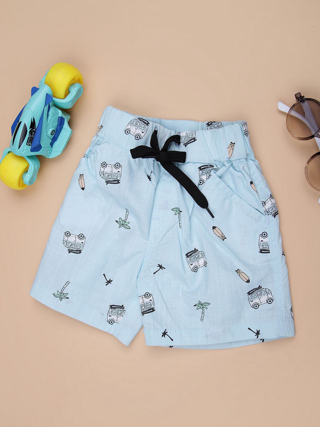 V-Mart Boys Graphic Printed Mid-Rise Twill Shorts