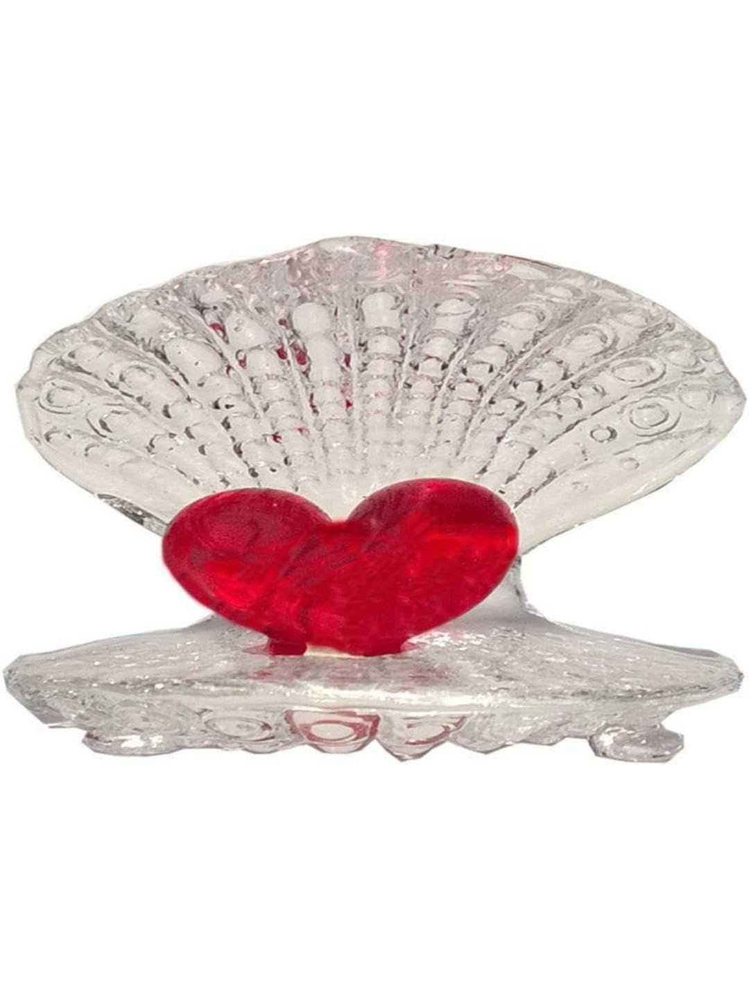 1ST TIME Red & White Heart Shape Glass Showpiece 1.37 inch