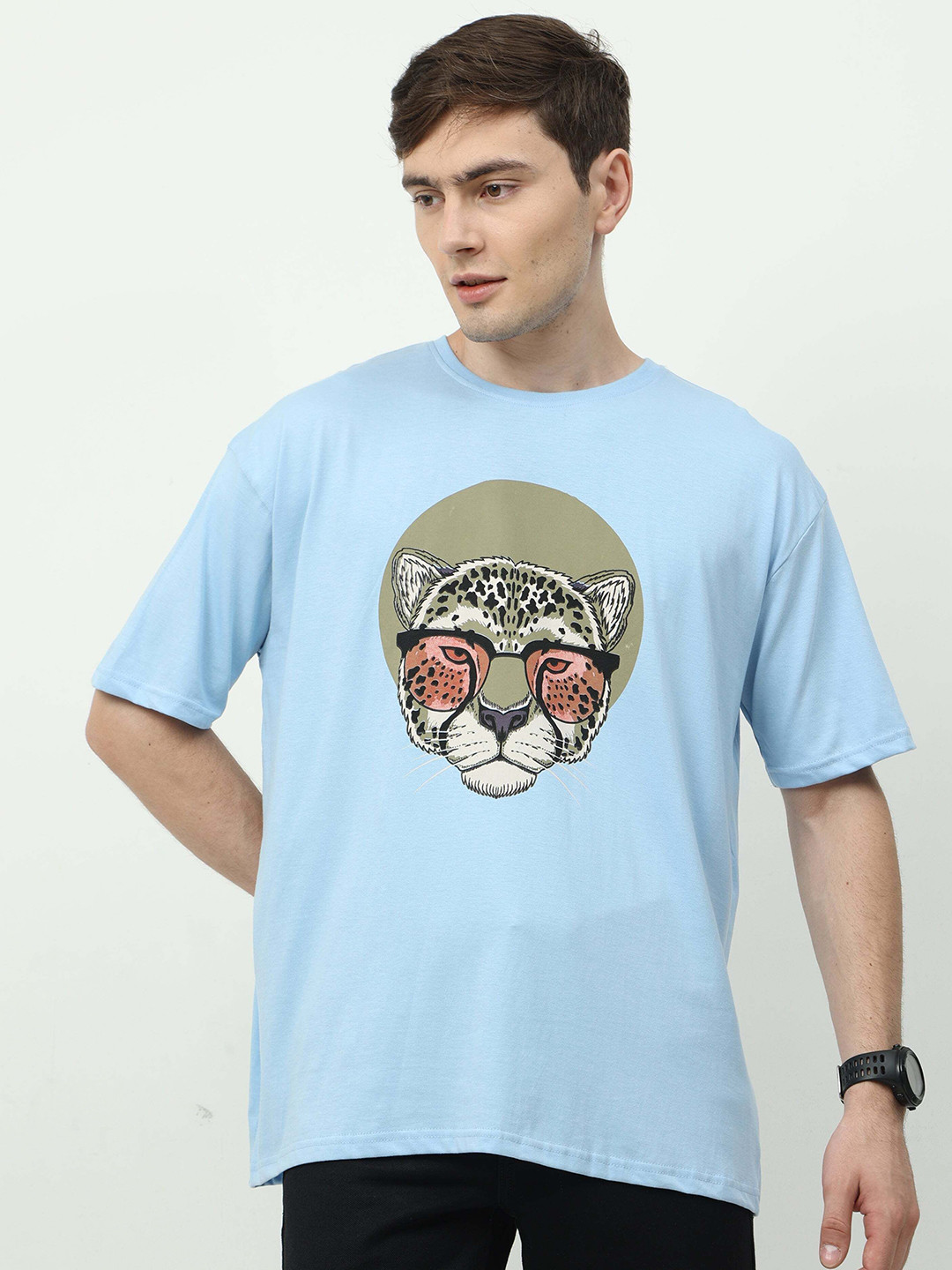 albatross Unisex Animal Printed Round Neck Cotton Oversized T-shirt