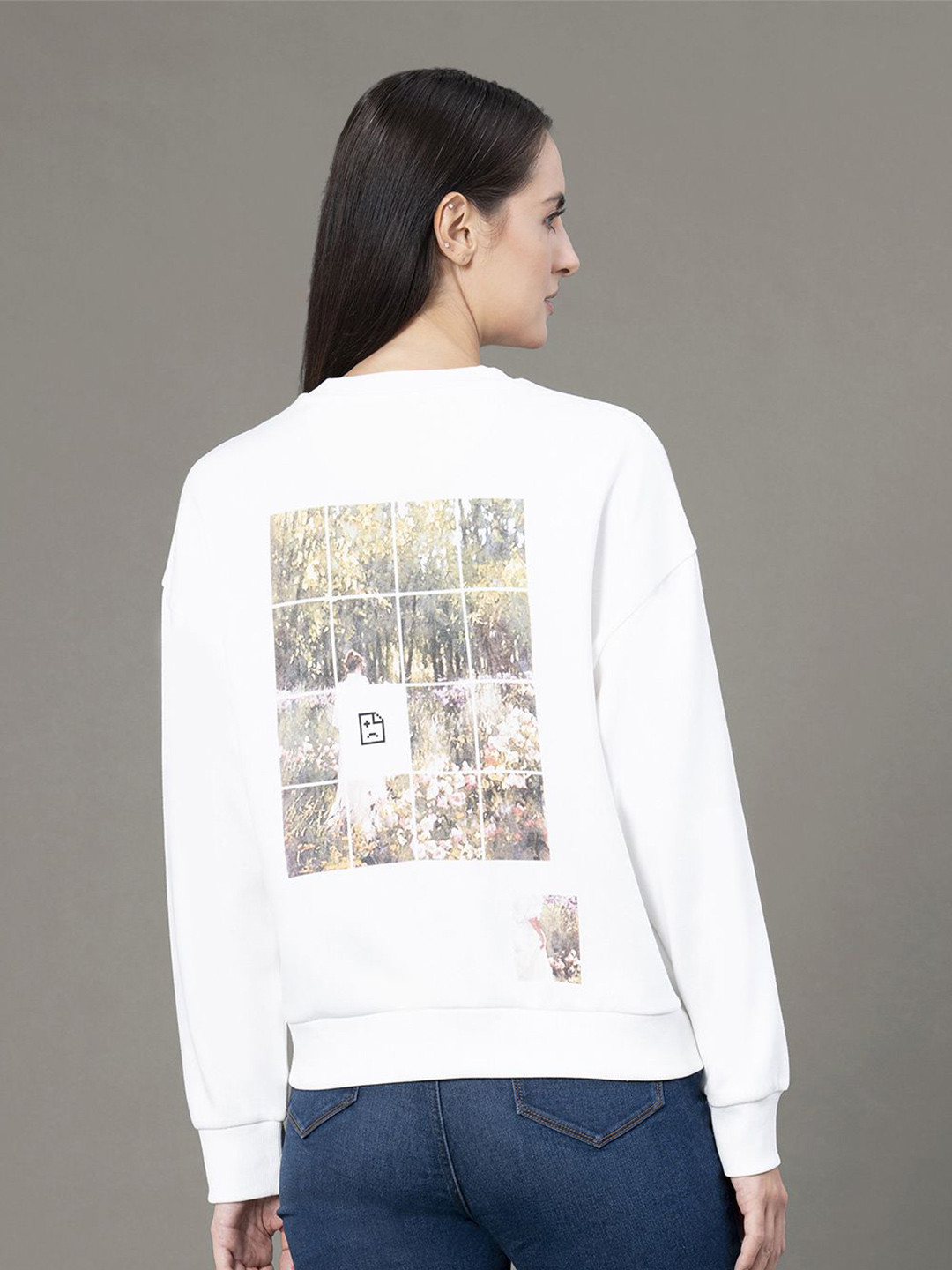 Red Tape Women Printed Pullover Oversized Sweatshirt