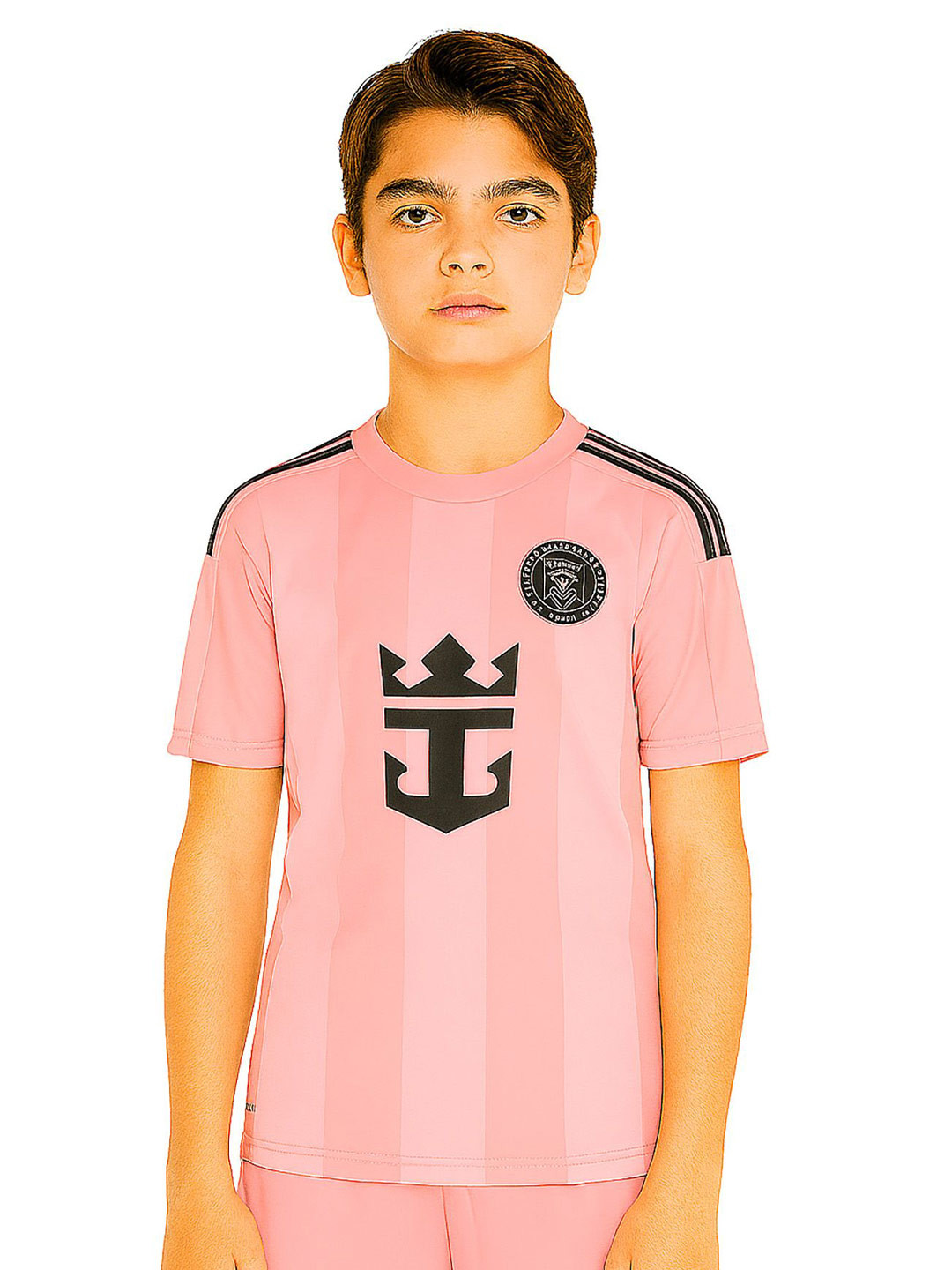 dostitch Boys Pink Polyester Typography Printed Dri-FIT T-shirt
