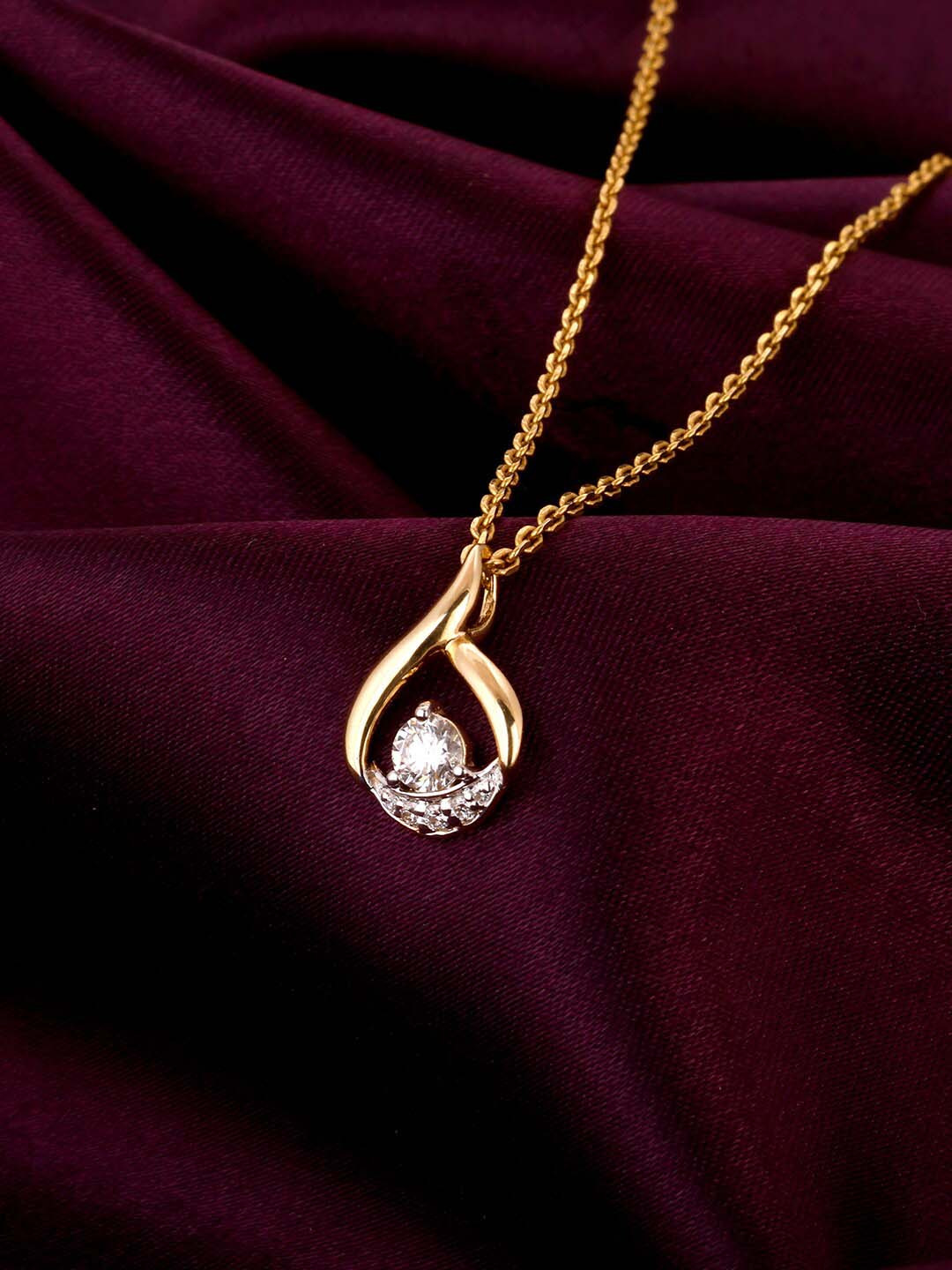 GIVA 14K Yellow Gold Charming Dew Drops Diamond Pendant-0.7 gm without chain