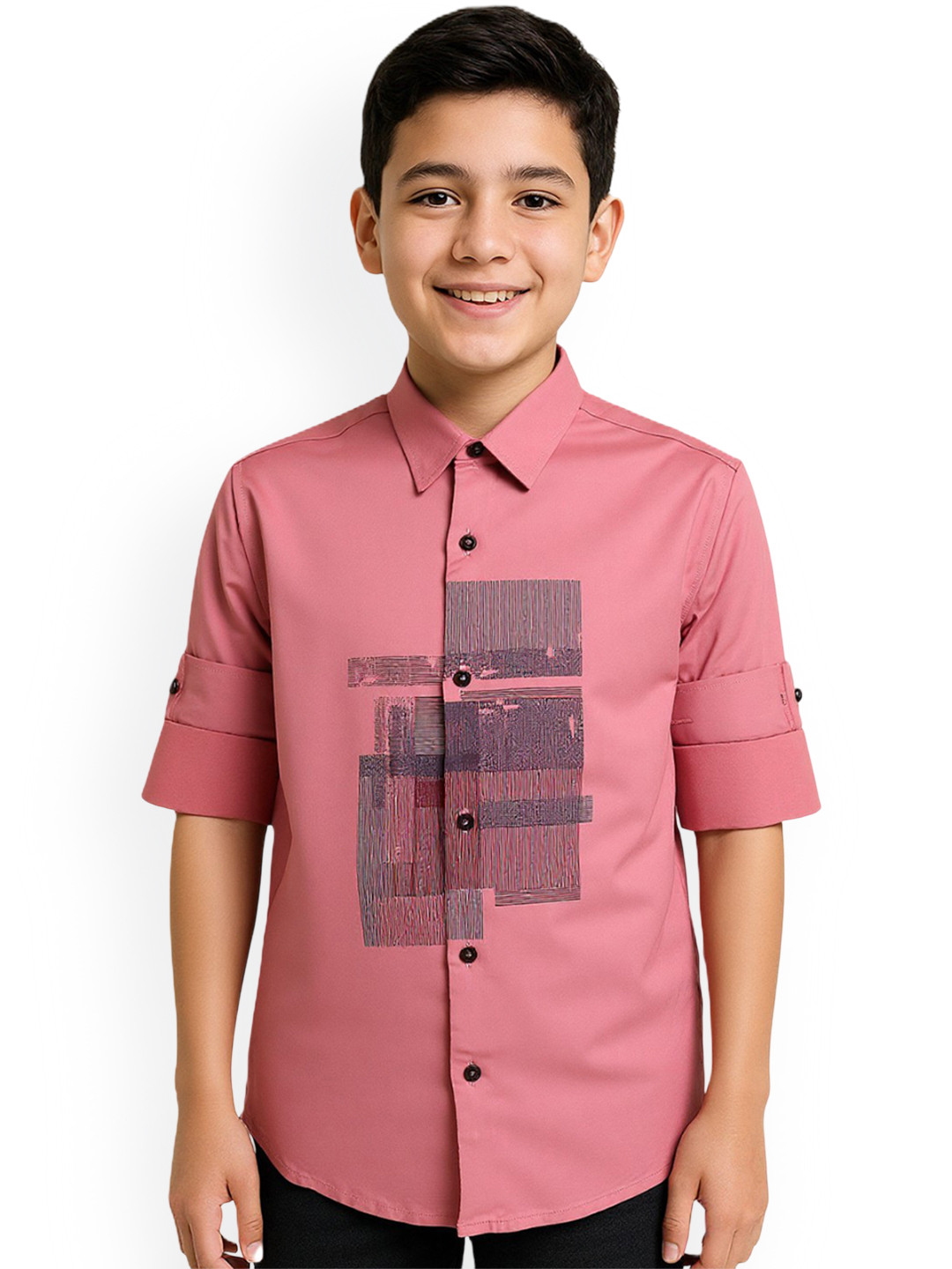CAVIO Boys Graphic Printed Spread Collar Full Sleeves Cotton Casual Shirt