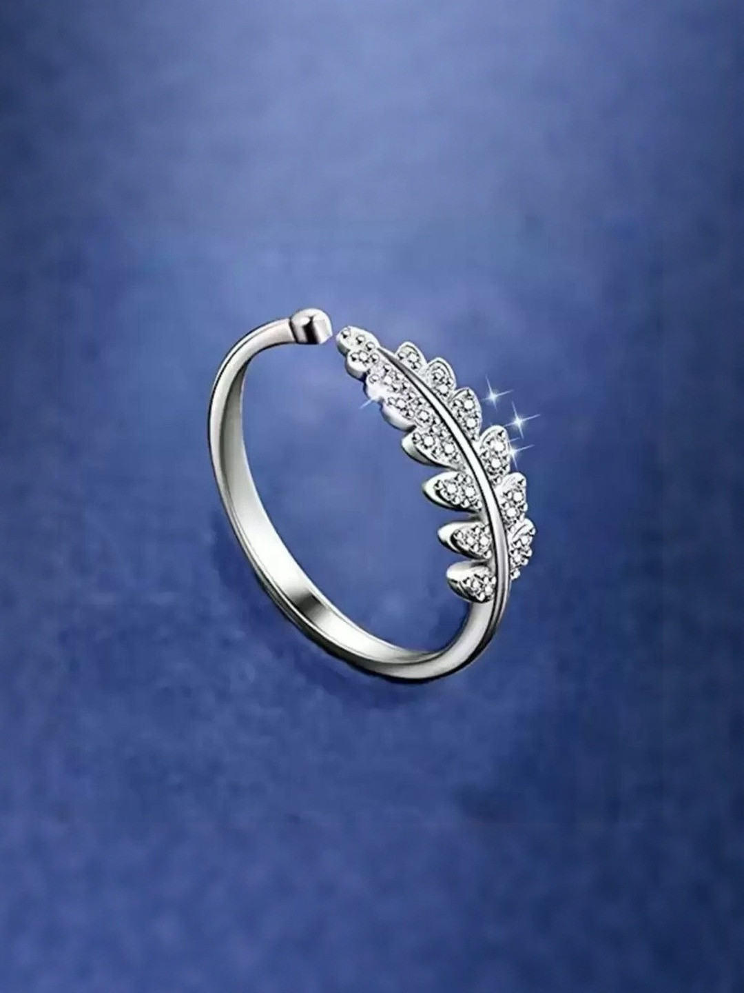 J.S ENTERPRISES Women Feather Stainless Steel Finger Ring