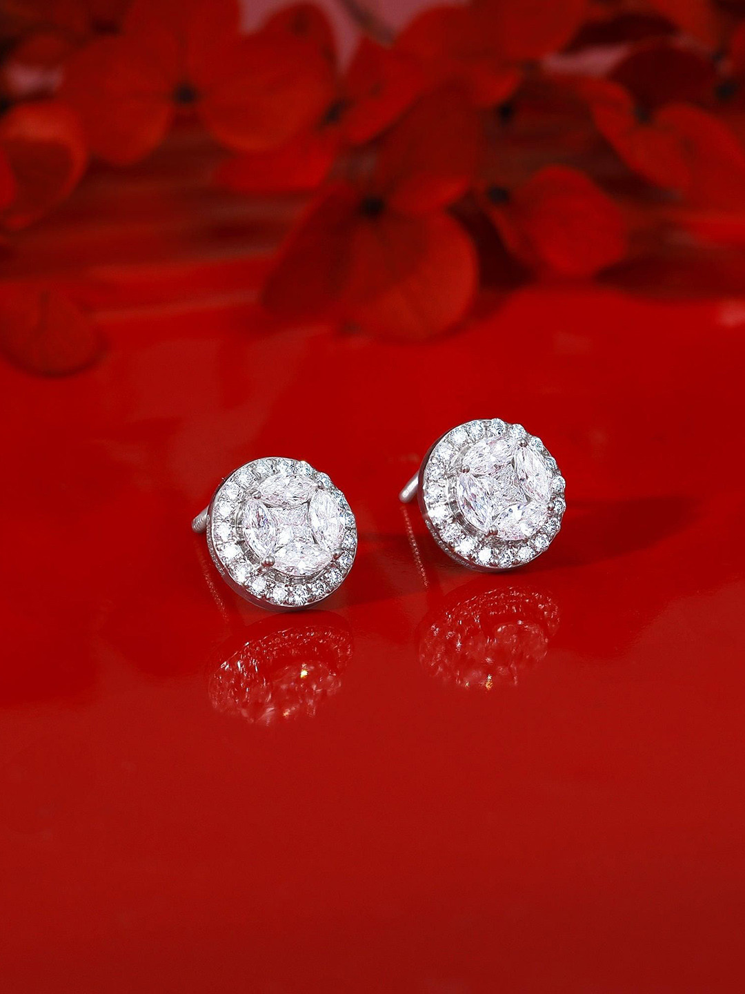 GIVA 14Kt Gold Circle of Life Earrings Lab Grown Diamond Studs-2.34 gms