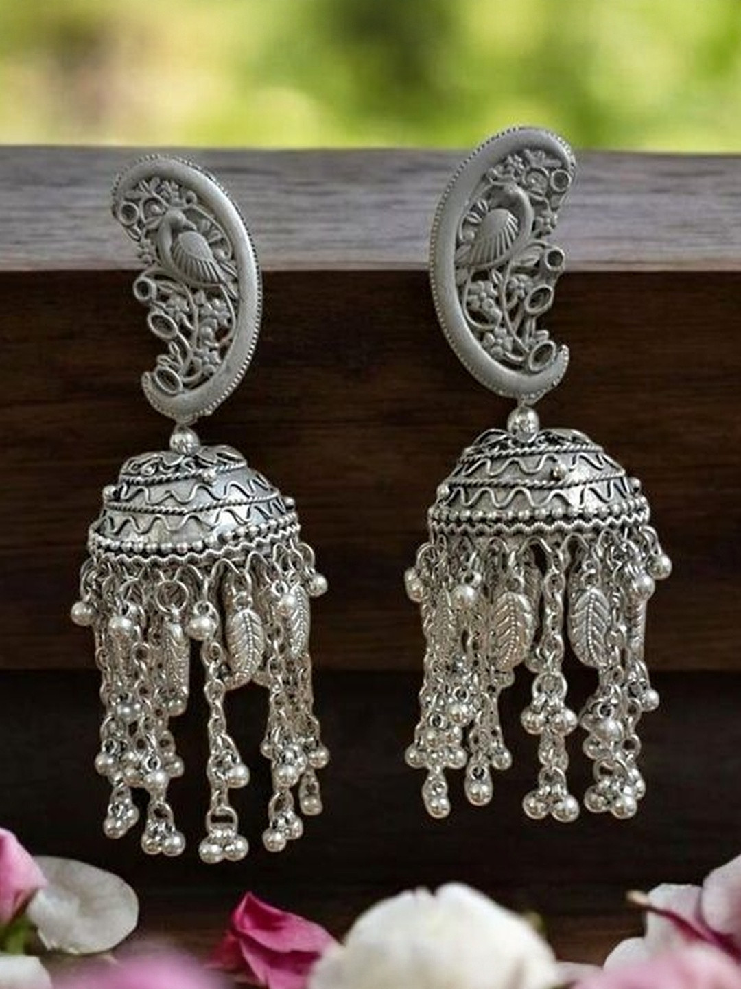 INDIAURA MODE Silver-Plated Dome Shaped Jhumkas