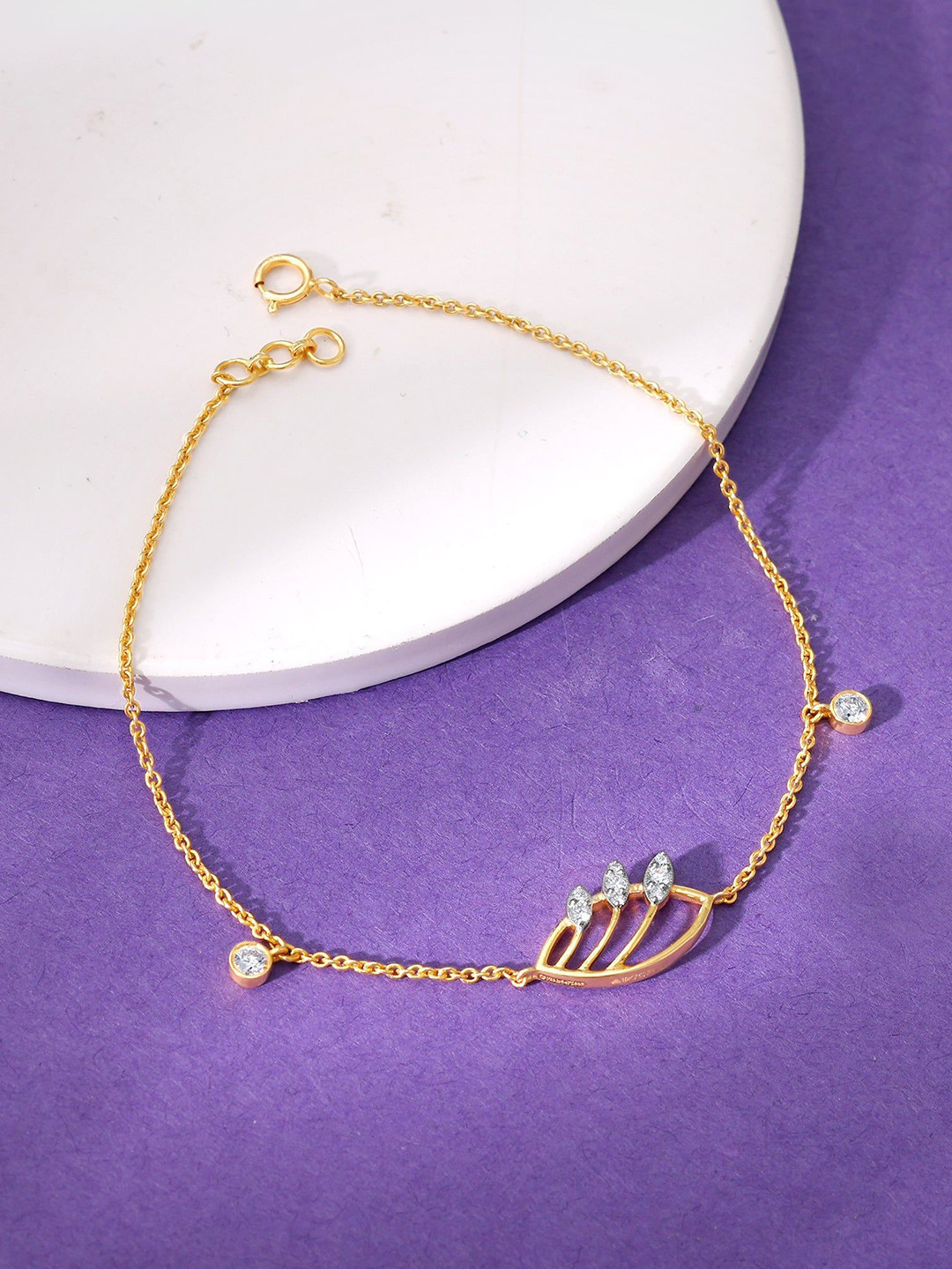 GIVA Women 18 Kt Gold Timora Diamond Bracelet-2.26 gms