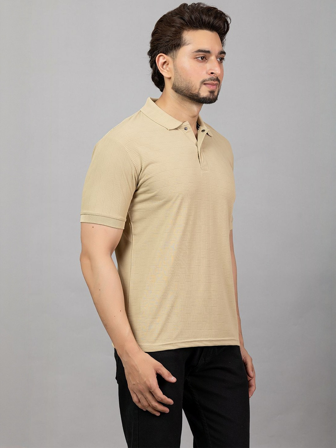 TRIUS Textured Polo Collar Short Sleeves T-shirt