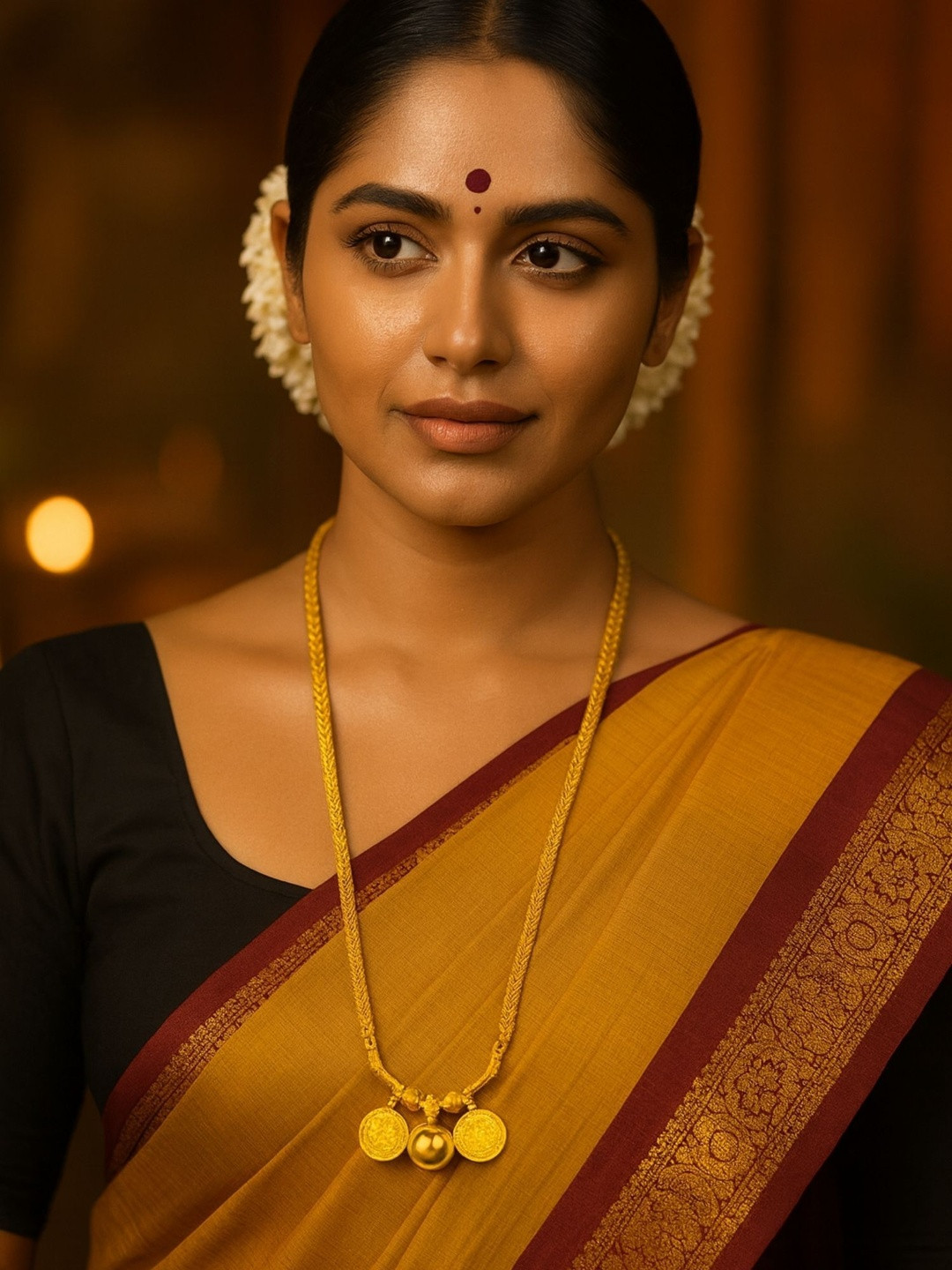 Digital Dress Room Gold-Plated South Indian Mangalyam Bottu Traditional Thali Mangalsutra
