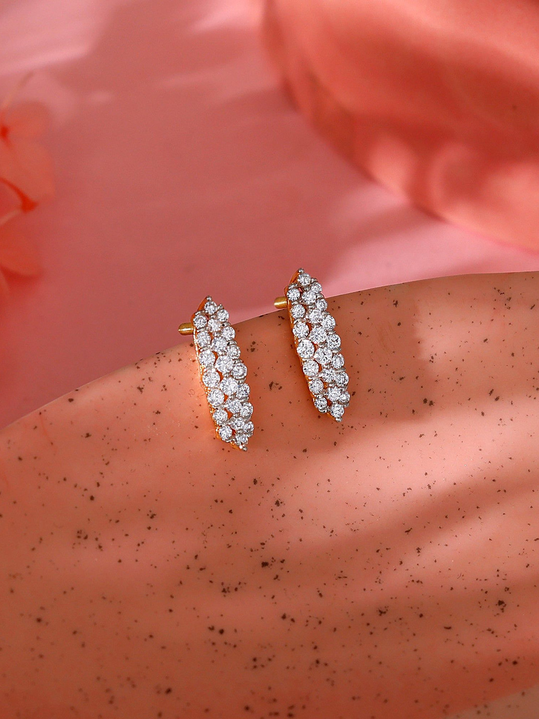 GIVA 18 Kt Gold Baroque Diamond Earrings-2.8 gms