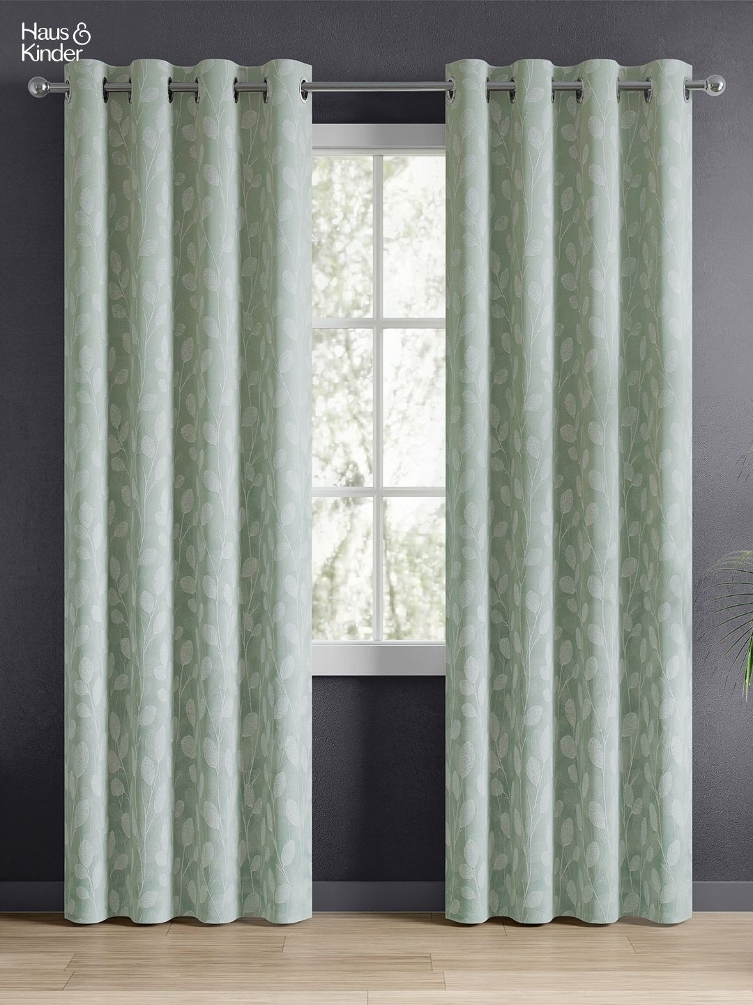 haus & kinder Mint steam Unisex Set of 2 Floral Room Darkening Door Curtain