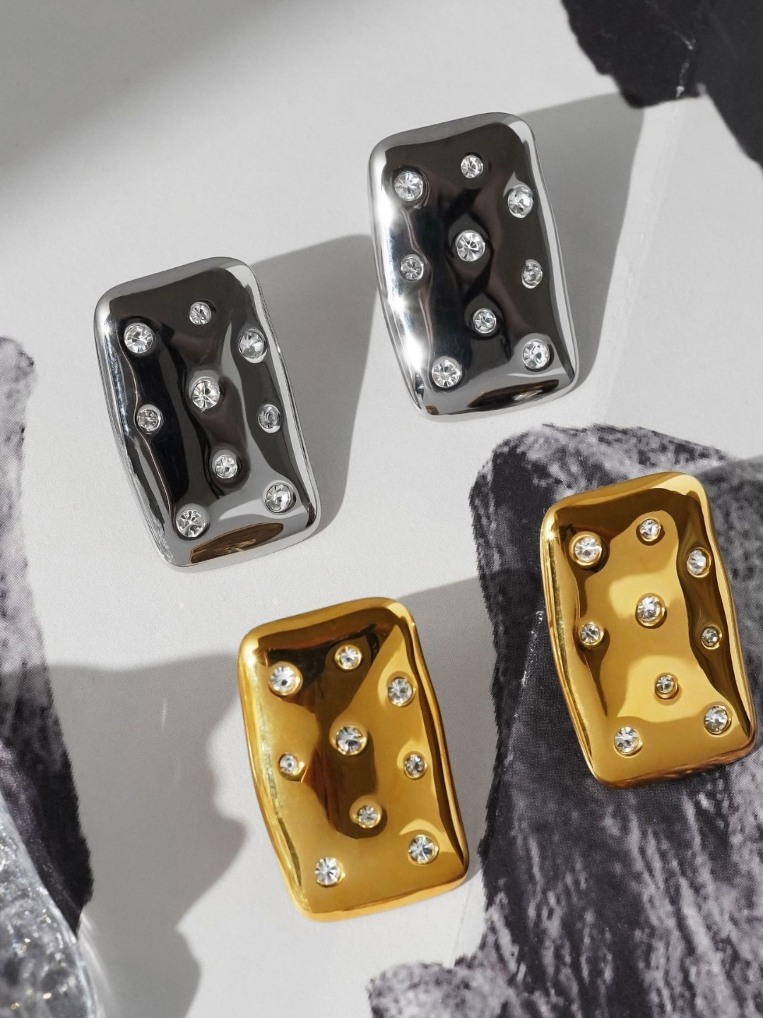 City Lights Studs Silver 18k Gold Plated Anti Tarnish