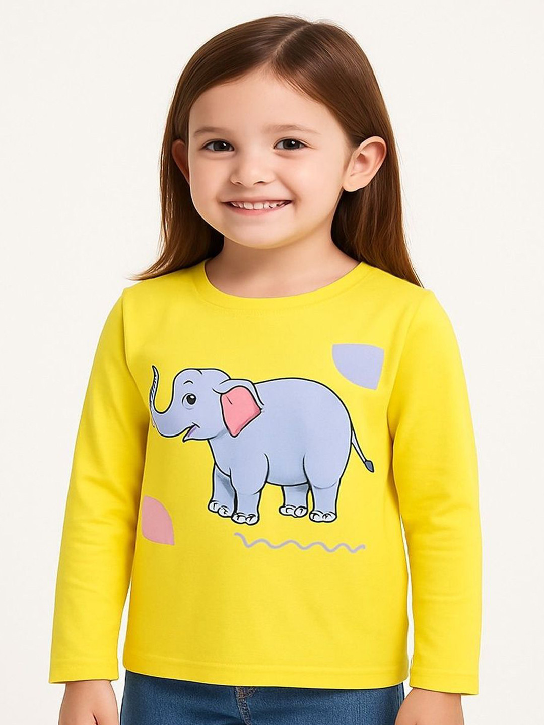 Mahzabin Dress Girls Elephant Printed Round Neck Cotton T-shirt