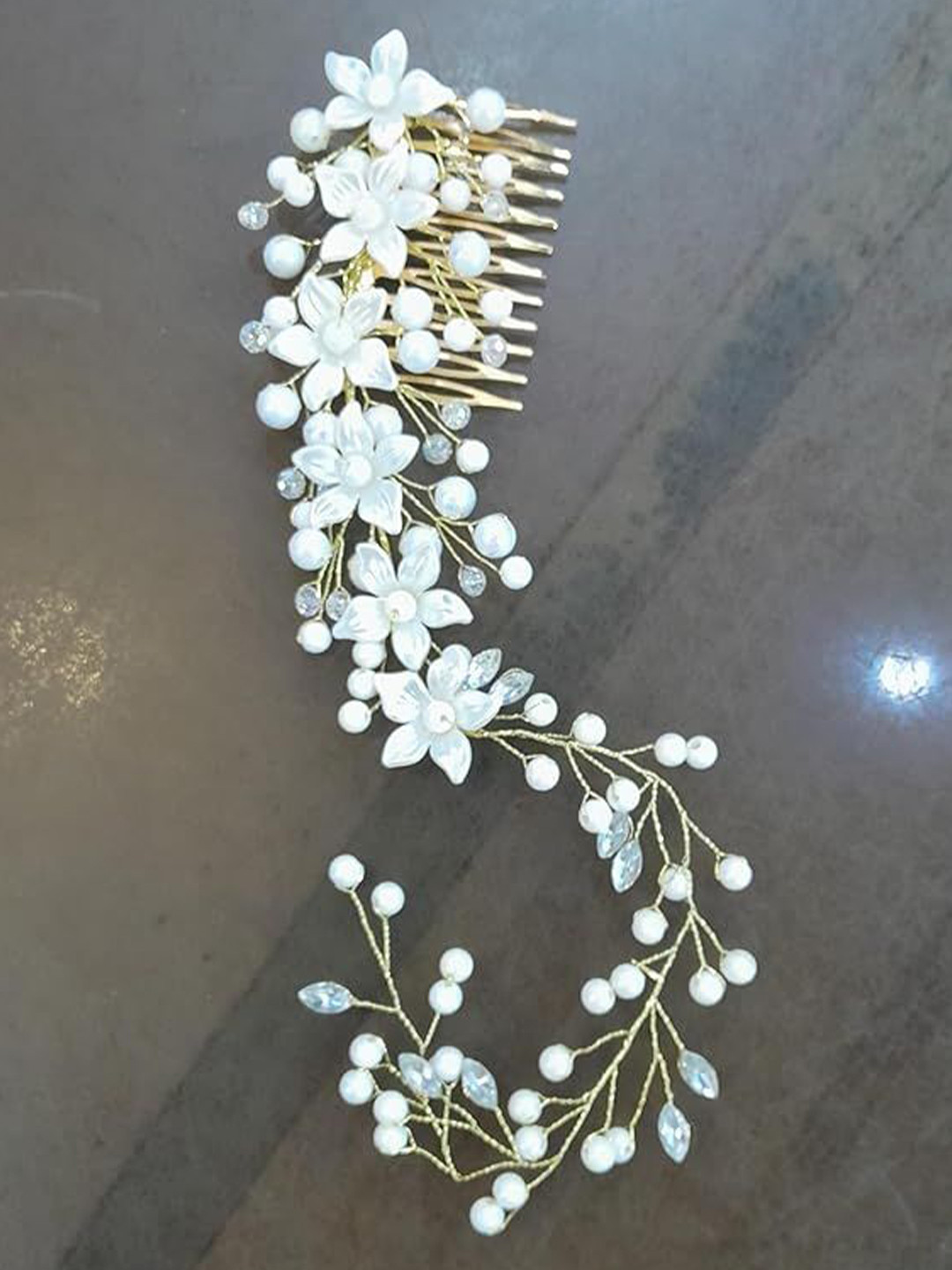 SHREYA FASHION Women Bumpit Bridal Pears Wedding Flower Vine Hair Pin