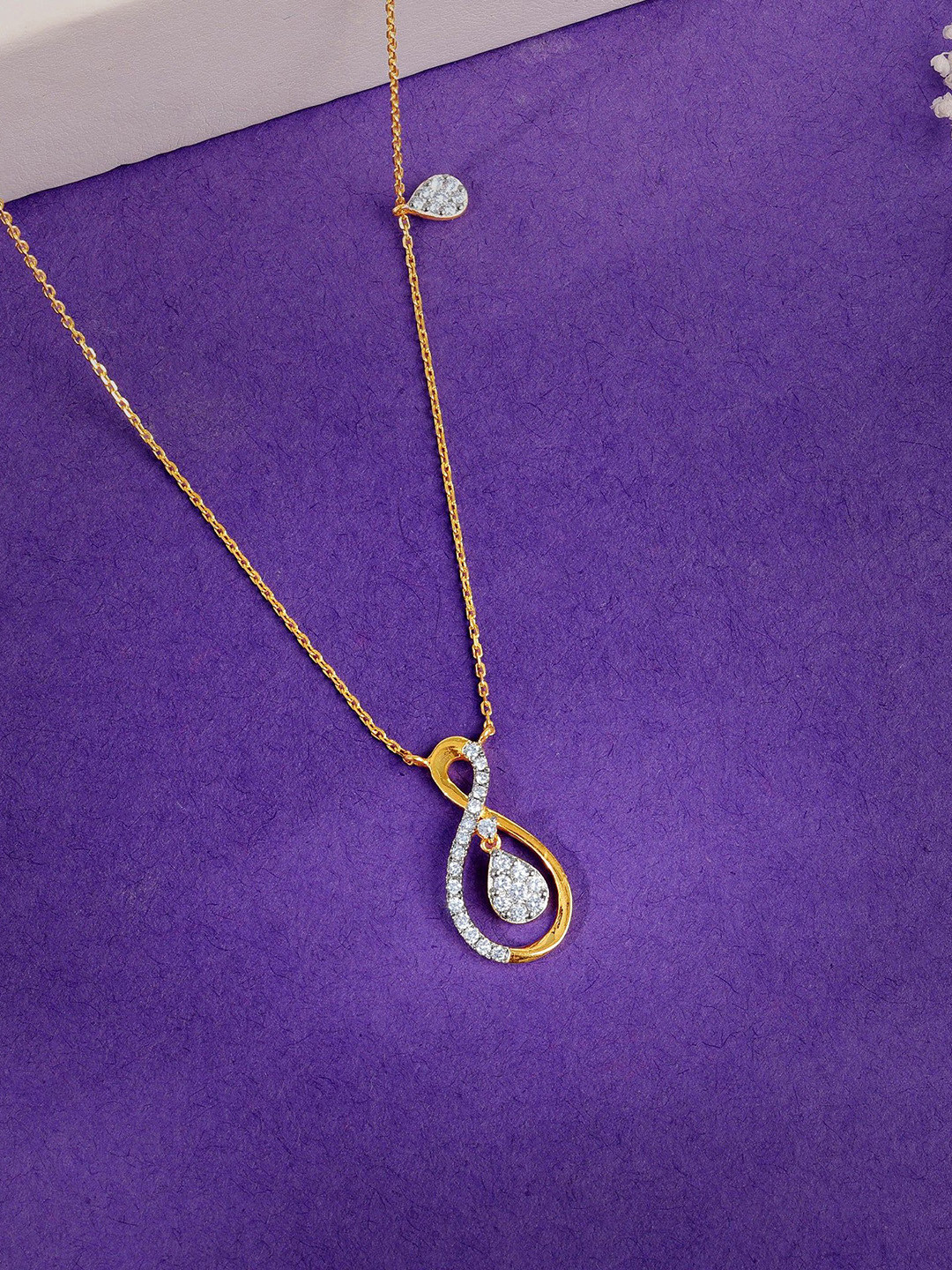 GIVA Gold Serene Life Diamond Necklace