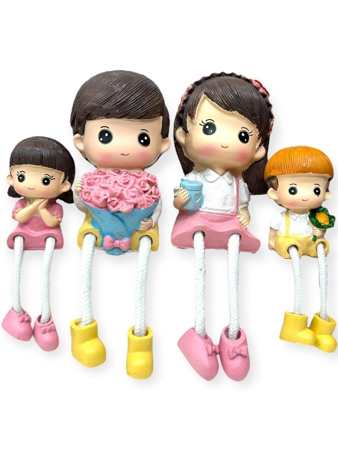 AUGEN Pink And Blue Sweet Love Family Figurine Showpiece