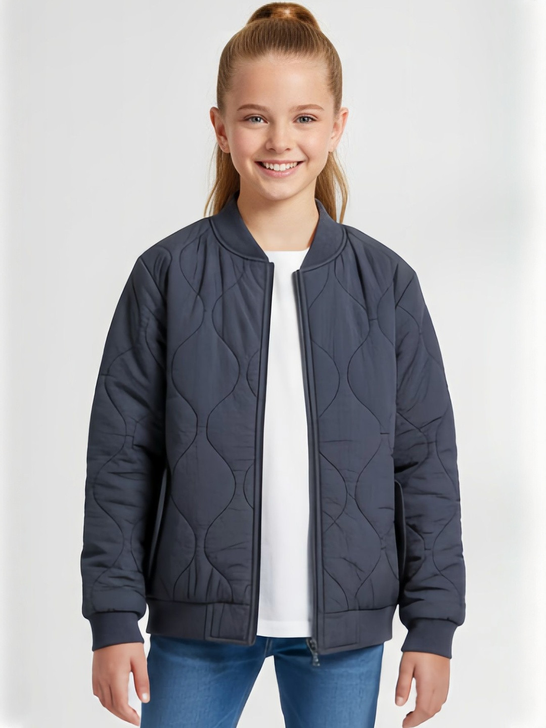 YK Girls Mandarin Collar Full Sleeve Fashion Jacket