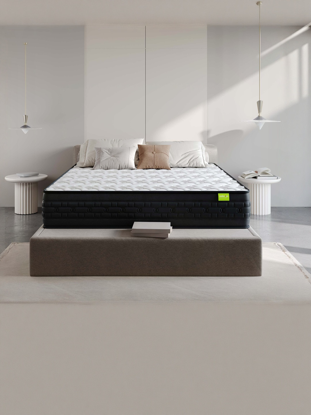 Wakeup India Riserox White & Black Quilted Zero Partner Disturbance Double Size Mattress