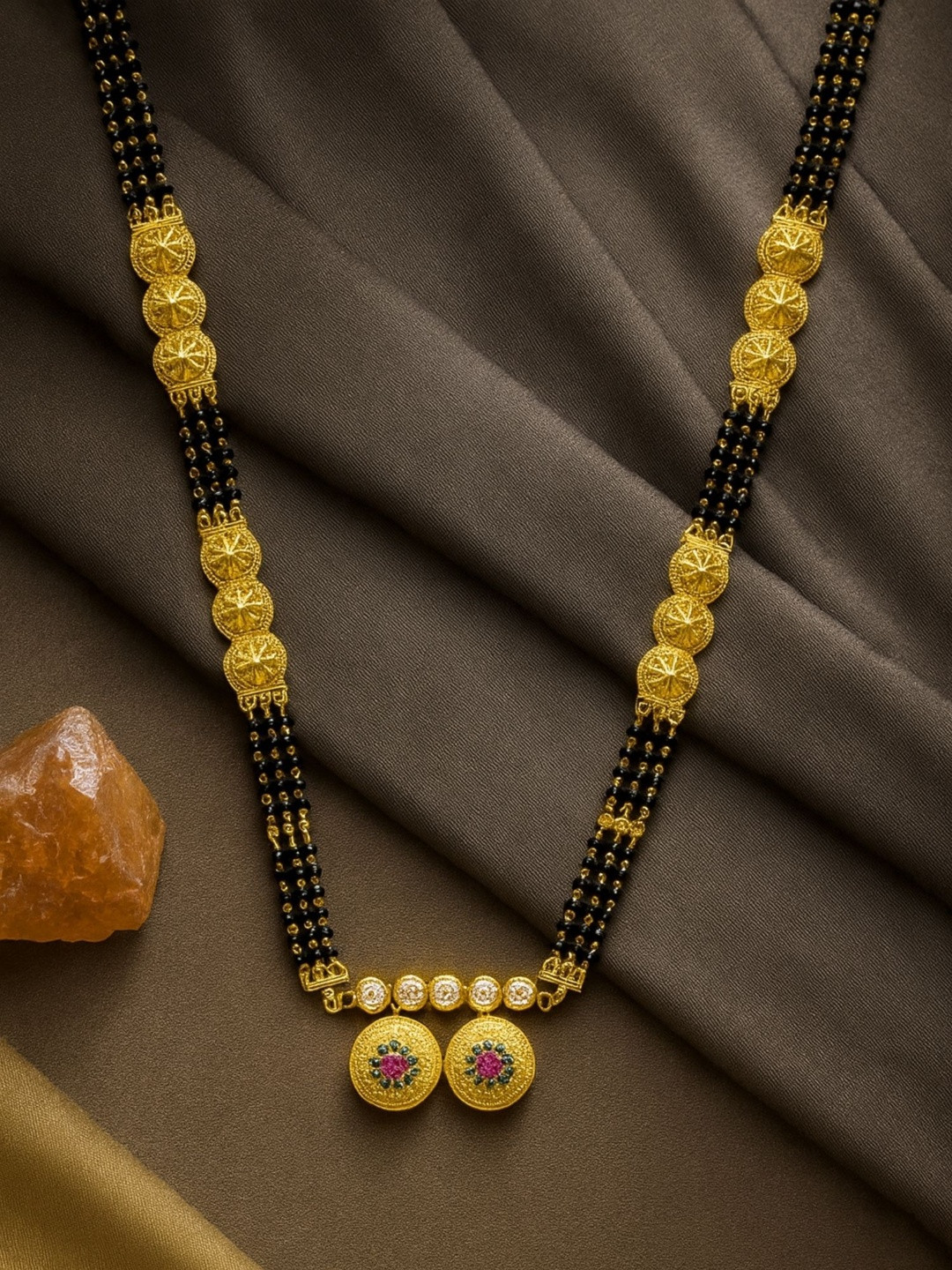 Digital Dress Room Gold-Plated Artificial Beaded AD Two Vati Mangalsutra