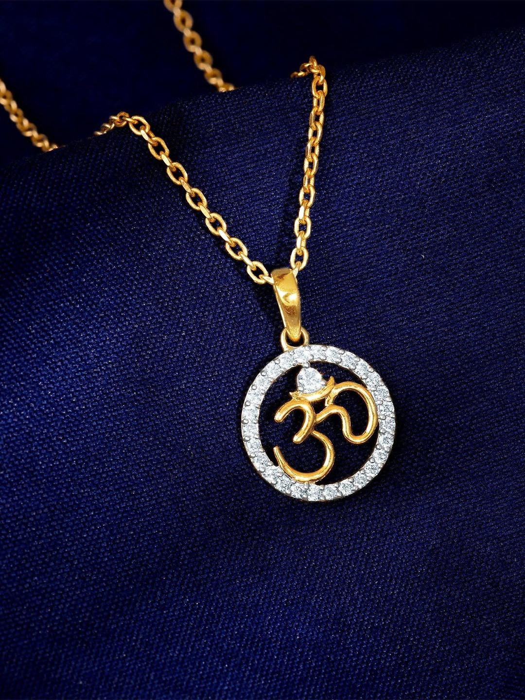 GIVA Omkar Women 14Kt Gold Lab Grown OM Diamond Pendant