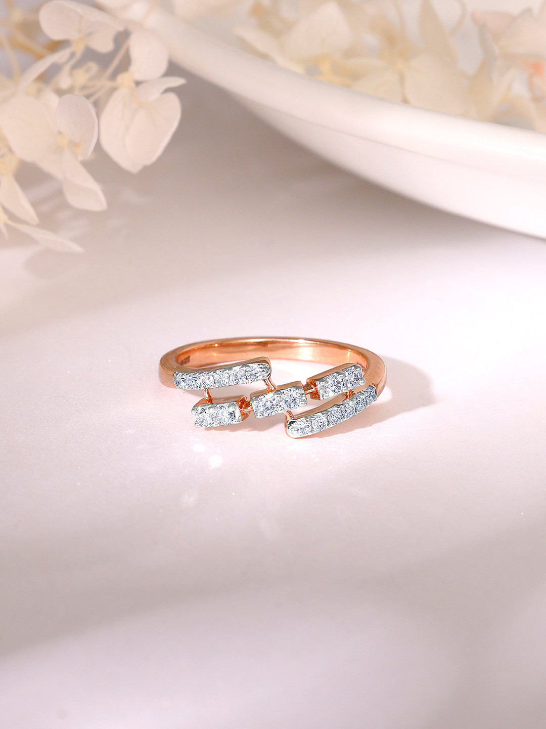 GIVA Rose Gold Starnight Diamond Ring-2.7 gms