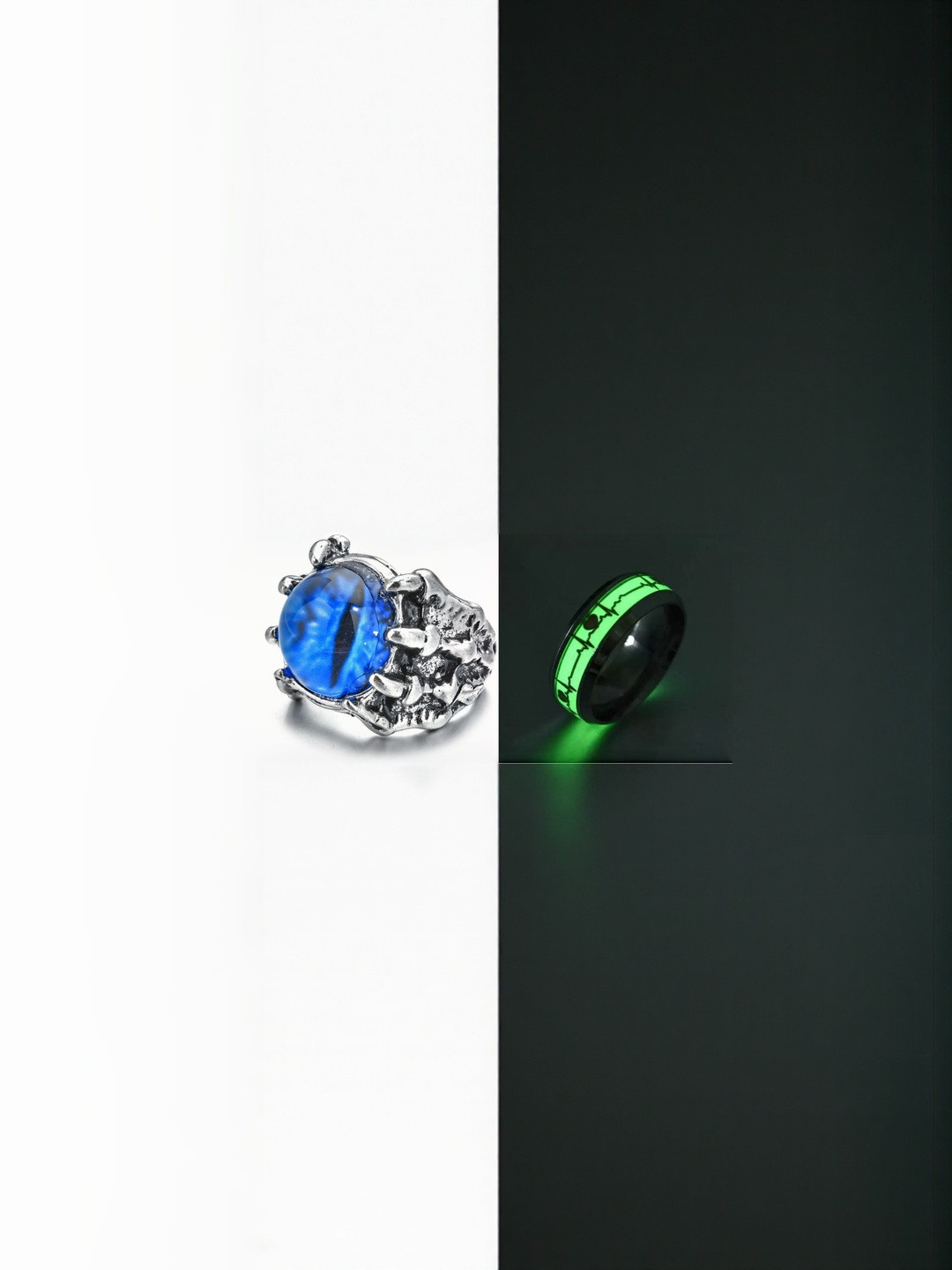 Teeragaj Set Of 2 Stainless Steel Eye Adjustable Finger Rings