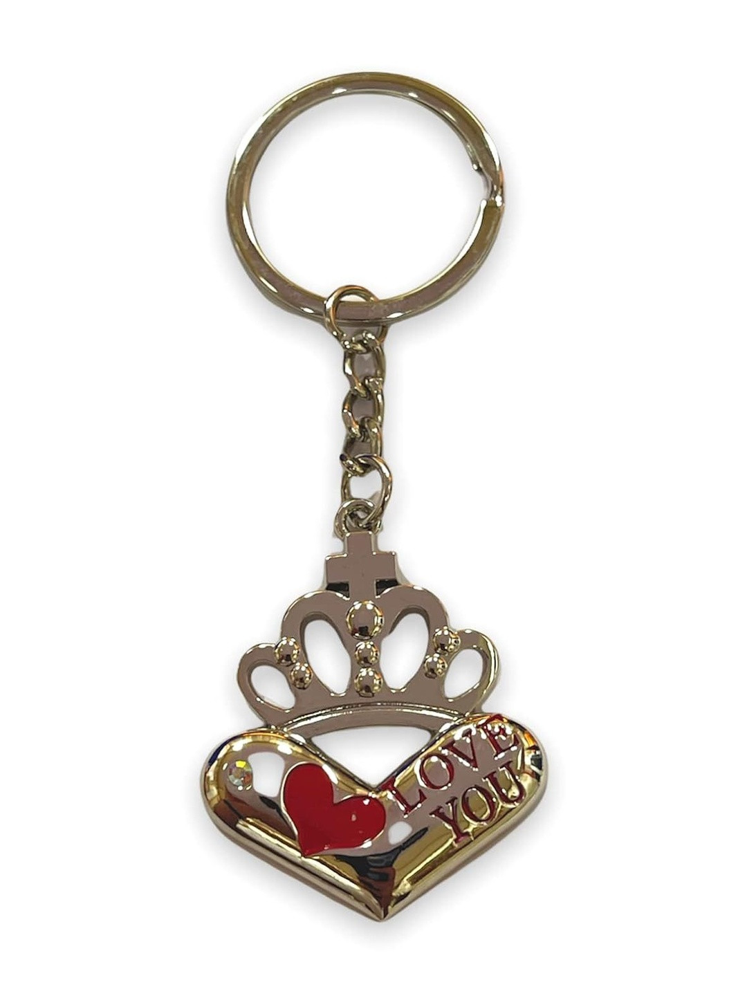 AUGEN Heart Crown Stainless Steel Key Chain With Key Ring