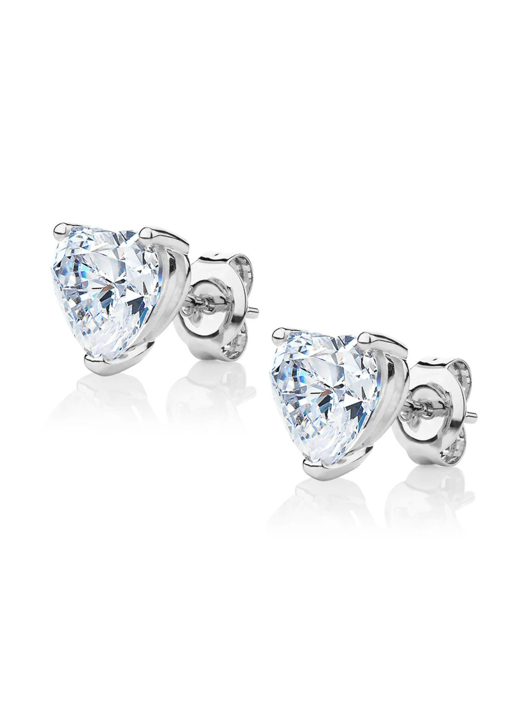 RAGABANDHA DESIGN STUDIO 925 Sterling Silver-Plated Zircon Studded Heart Shaped Studs