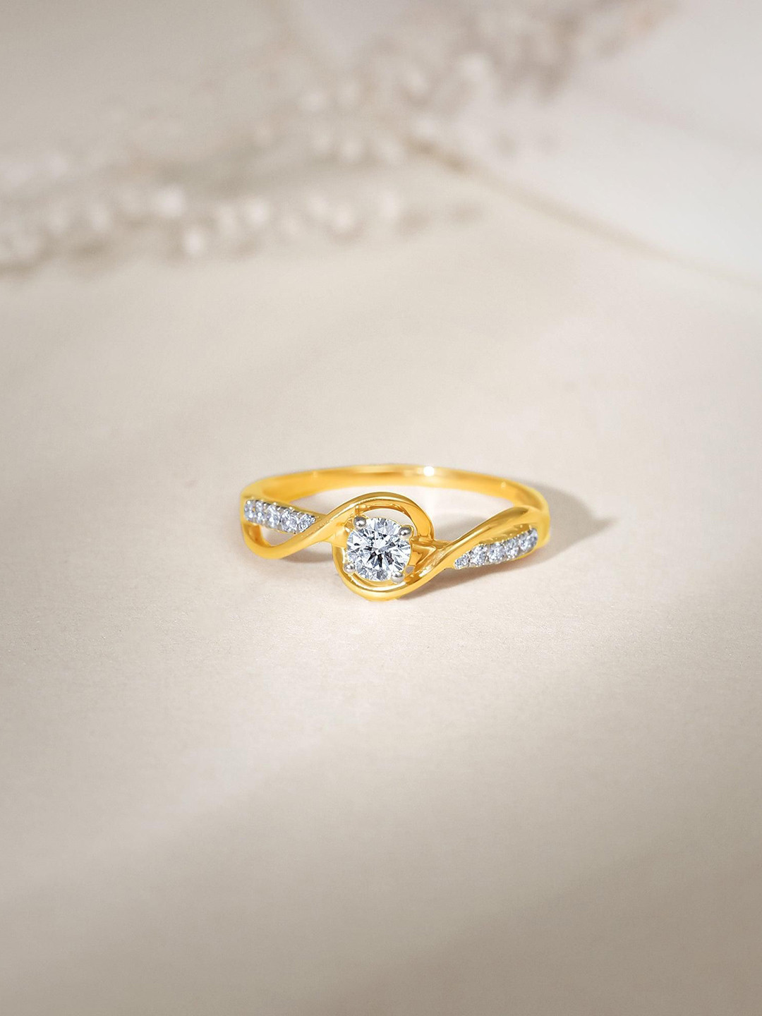 GIVA 18Kt Gold Enchante Ring With 0.32 Carat Lab Grown Diamond-1.8 gms