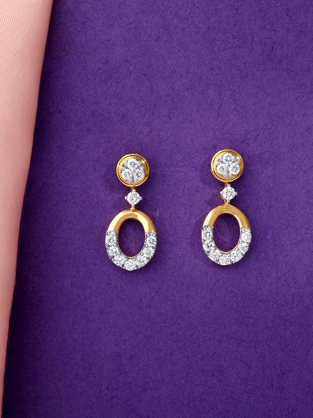 GIVA Women 18KT Gold Orb Lab Grown Diamond Earrings-2.817 gms