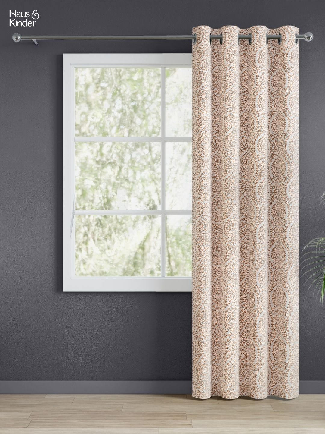 haus & kinder Rustic Vine Peach-Coloured Floral Jacquard Room Darkening Door Curtain